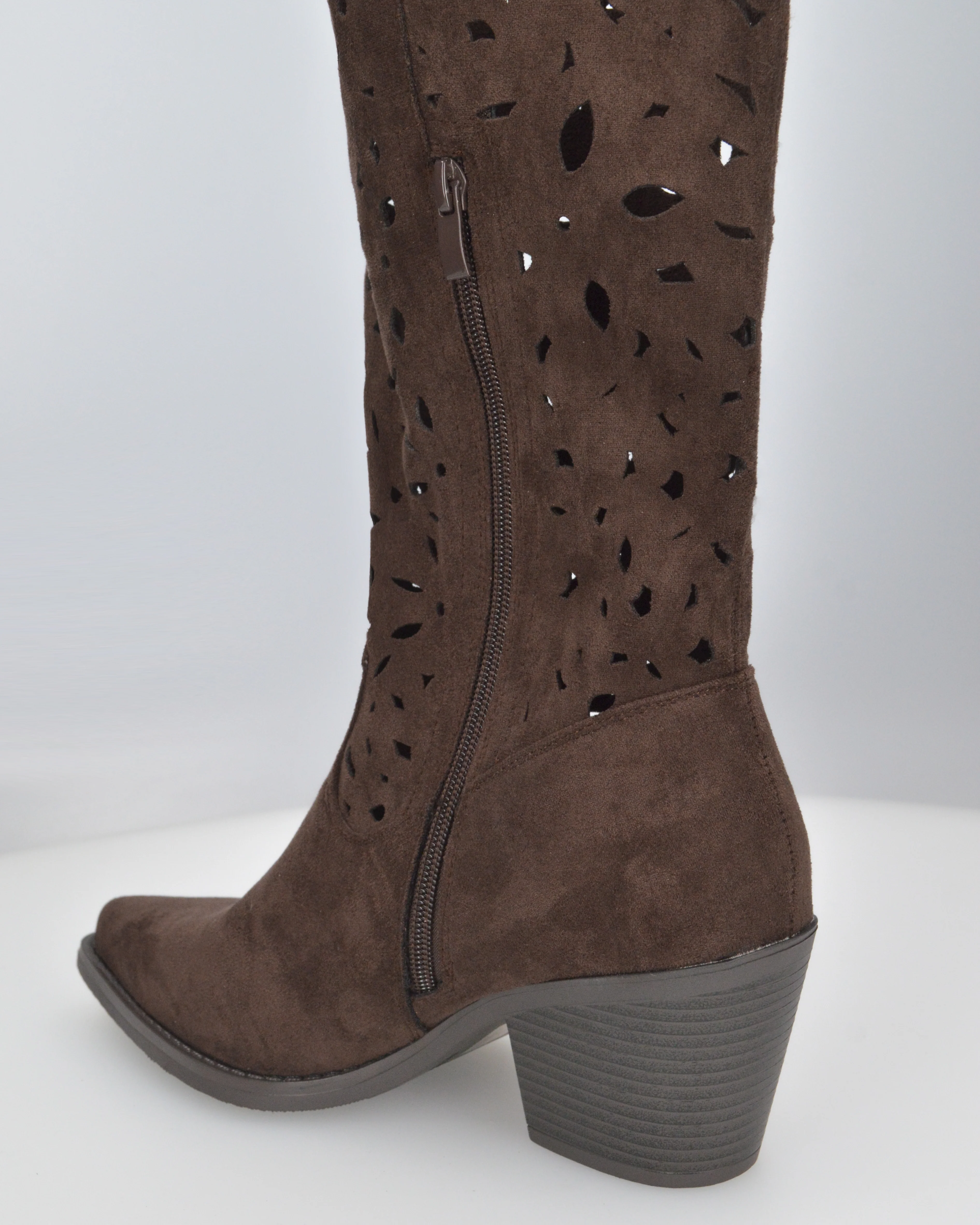 JADY - stivali camperos marrone con gambale traforato - Image 3