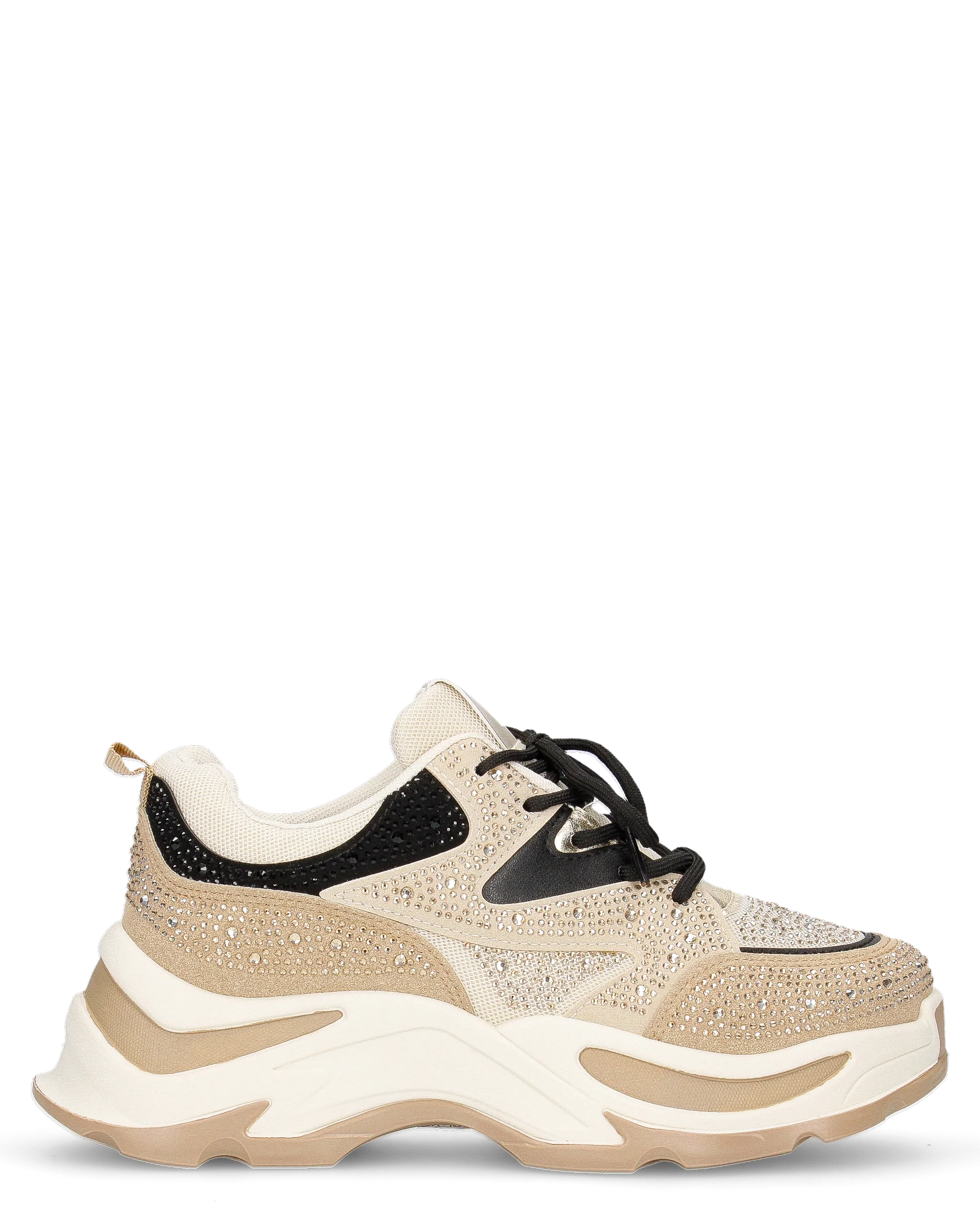 JESSE - chunky sneakers beige con strass