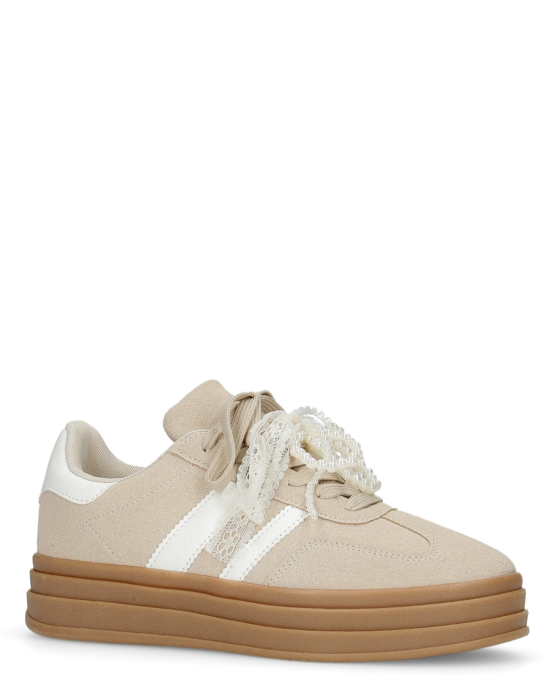 JODA - sneakers beige con fiocco perlinato removibile - Image 2
