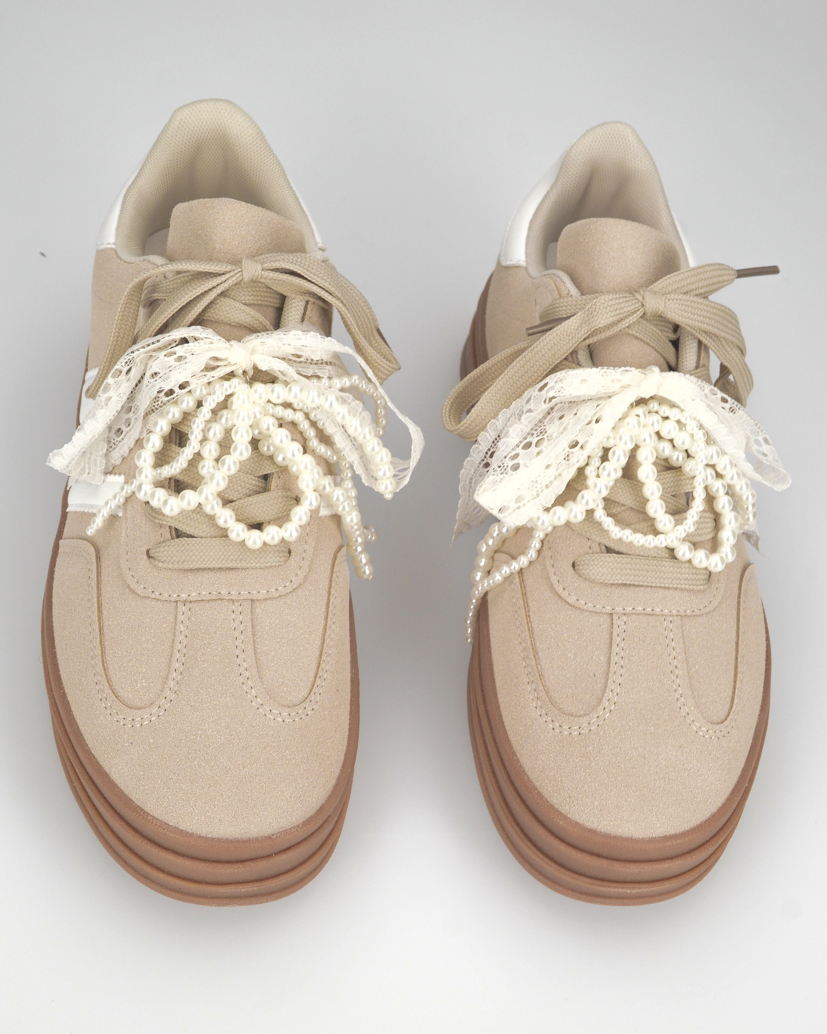 JODA - sneakers beige con fiocco perlinato removibile - Image 4