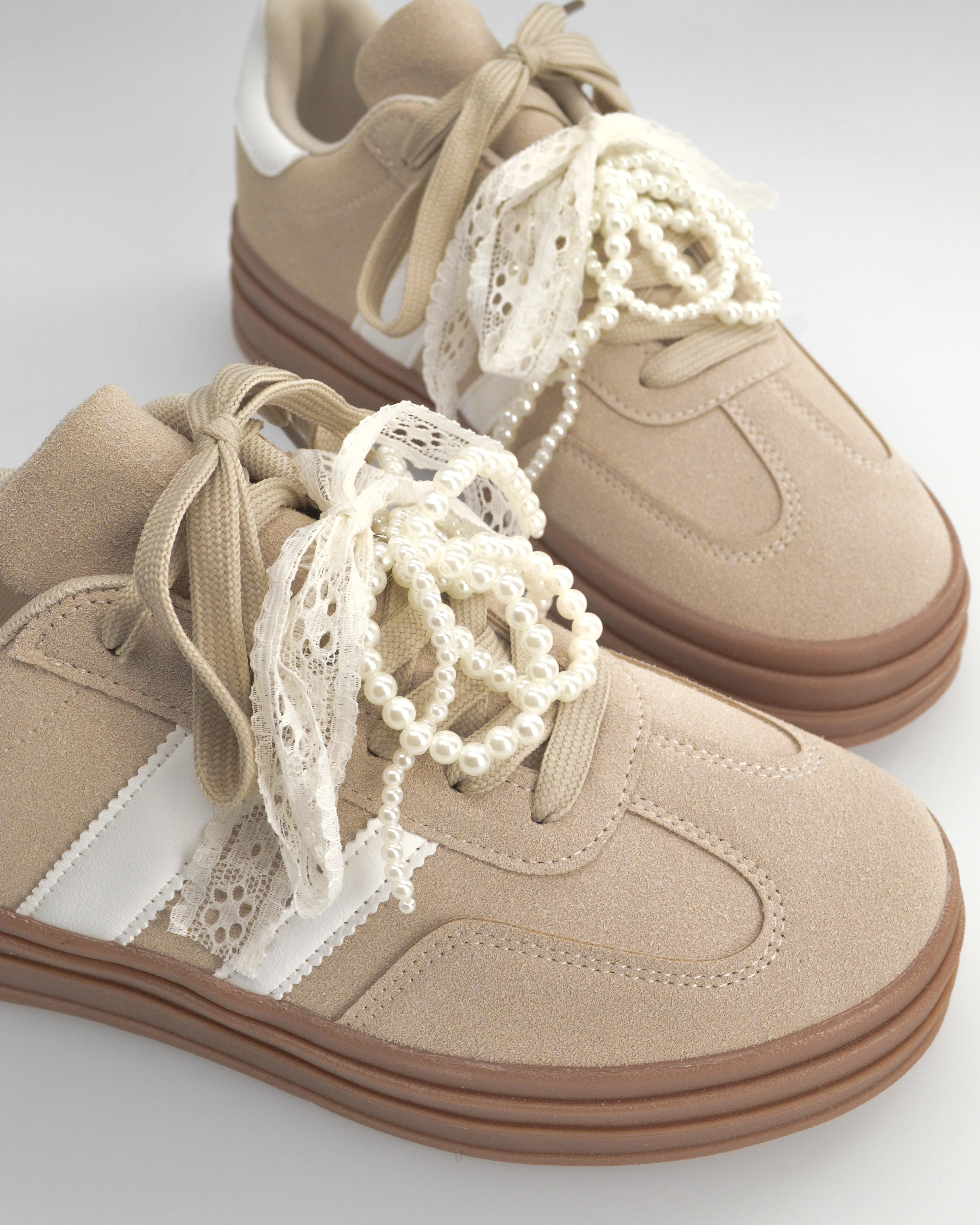 JODA - sneakers beige con fiocco perlinato removibile - Image 5