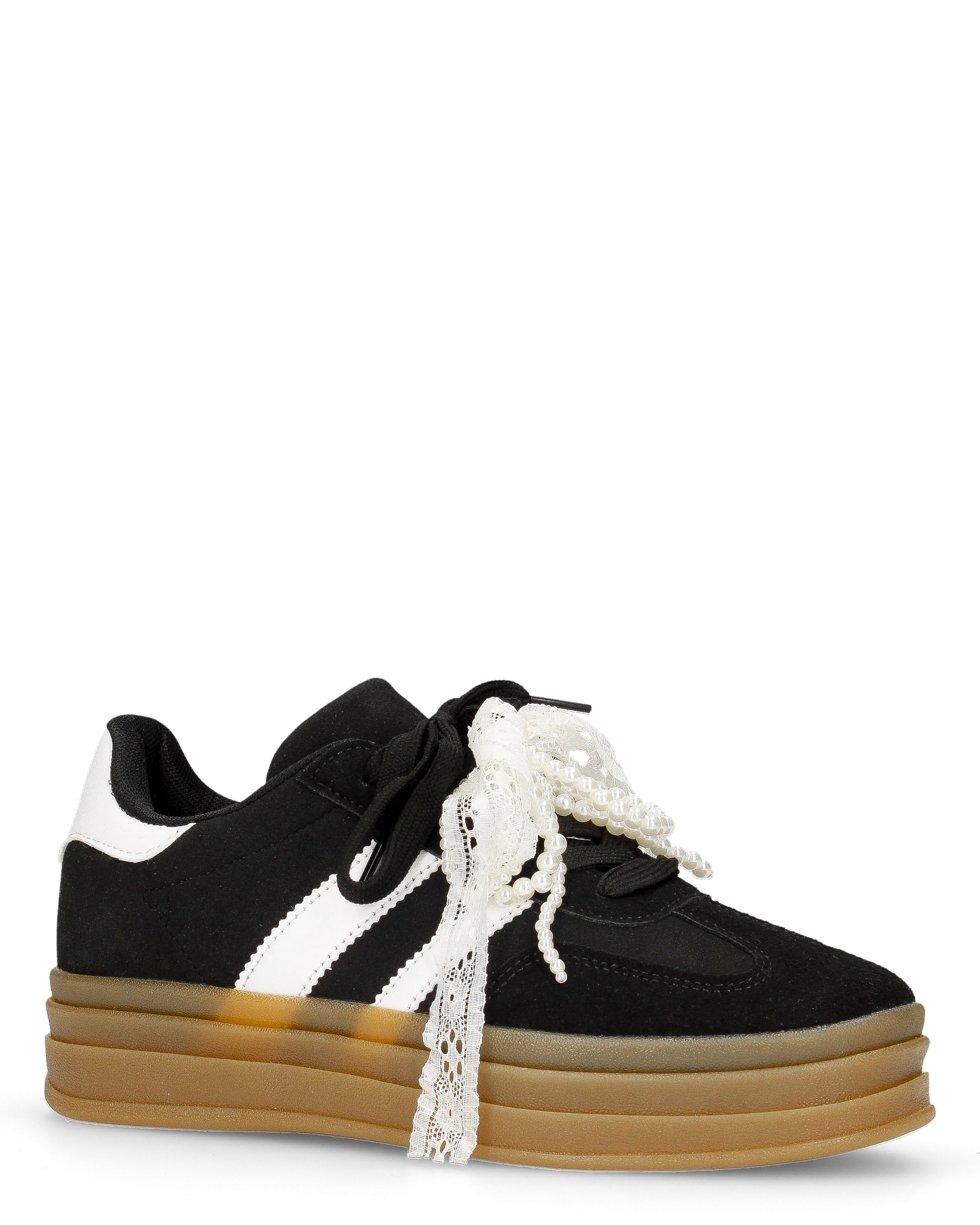 JODA - sneakers nere con fiocco perlinato removibile - Image 2