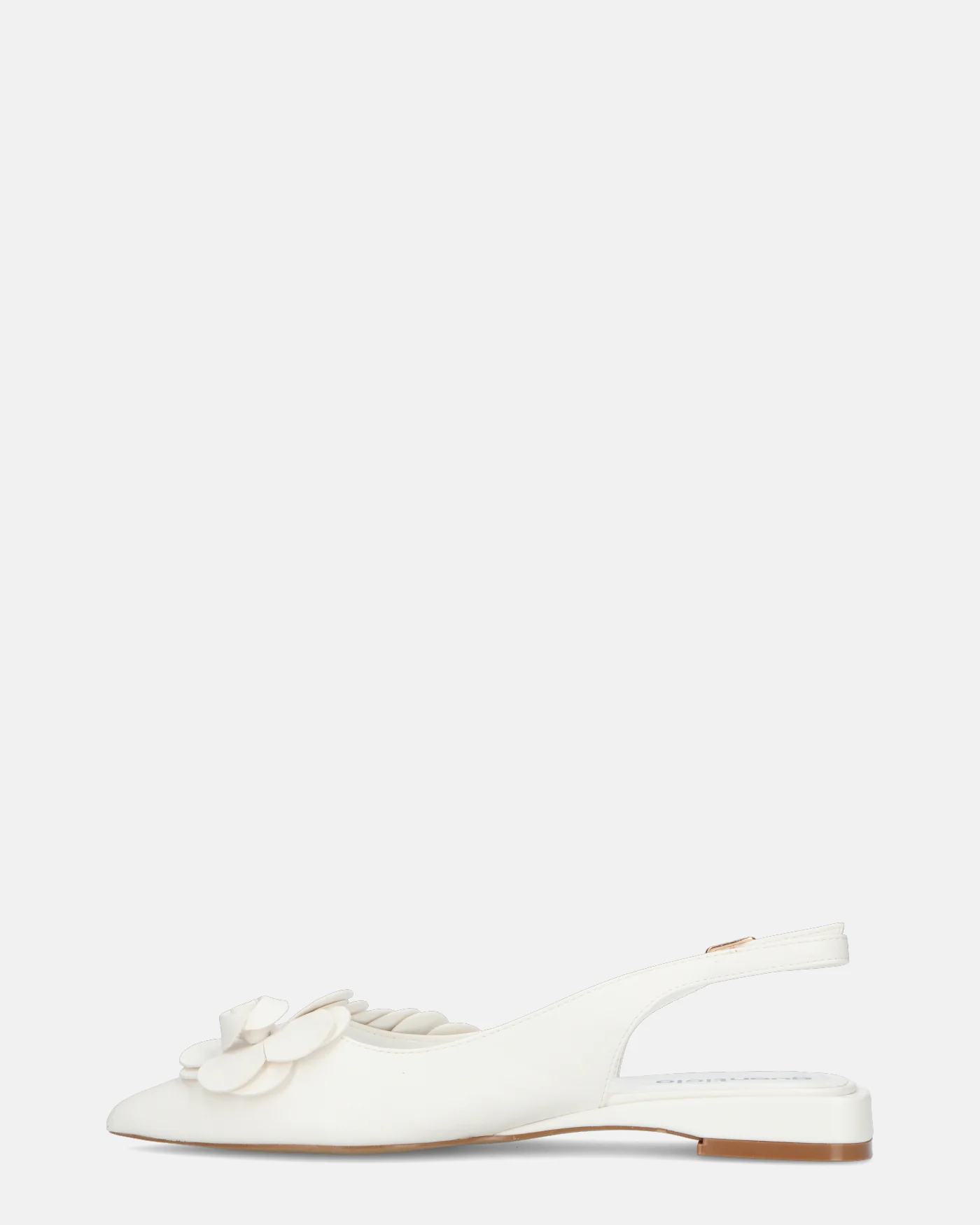 JODENE - scarpe bianche con cinturino posteriore e decorazione floreale - Image 3