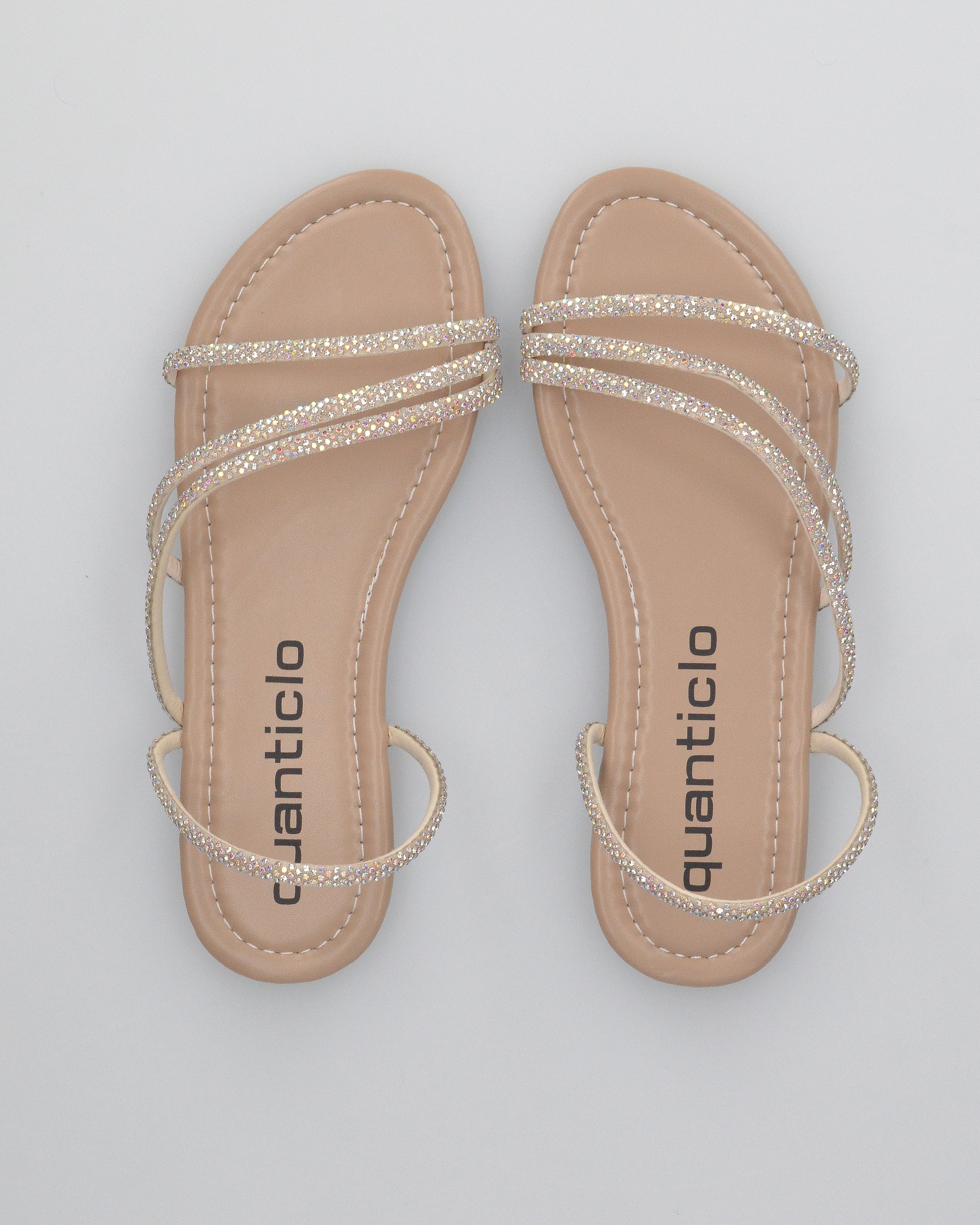 JOLY - sandali flat beige con listini glitterati - Image 4