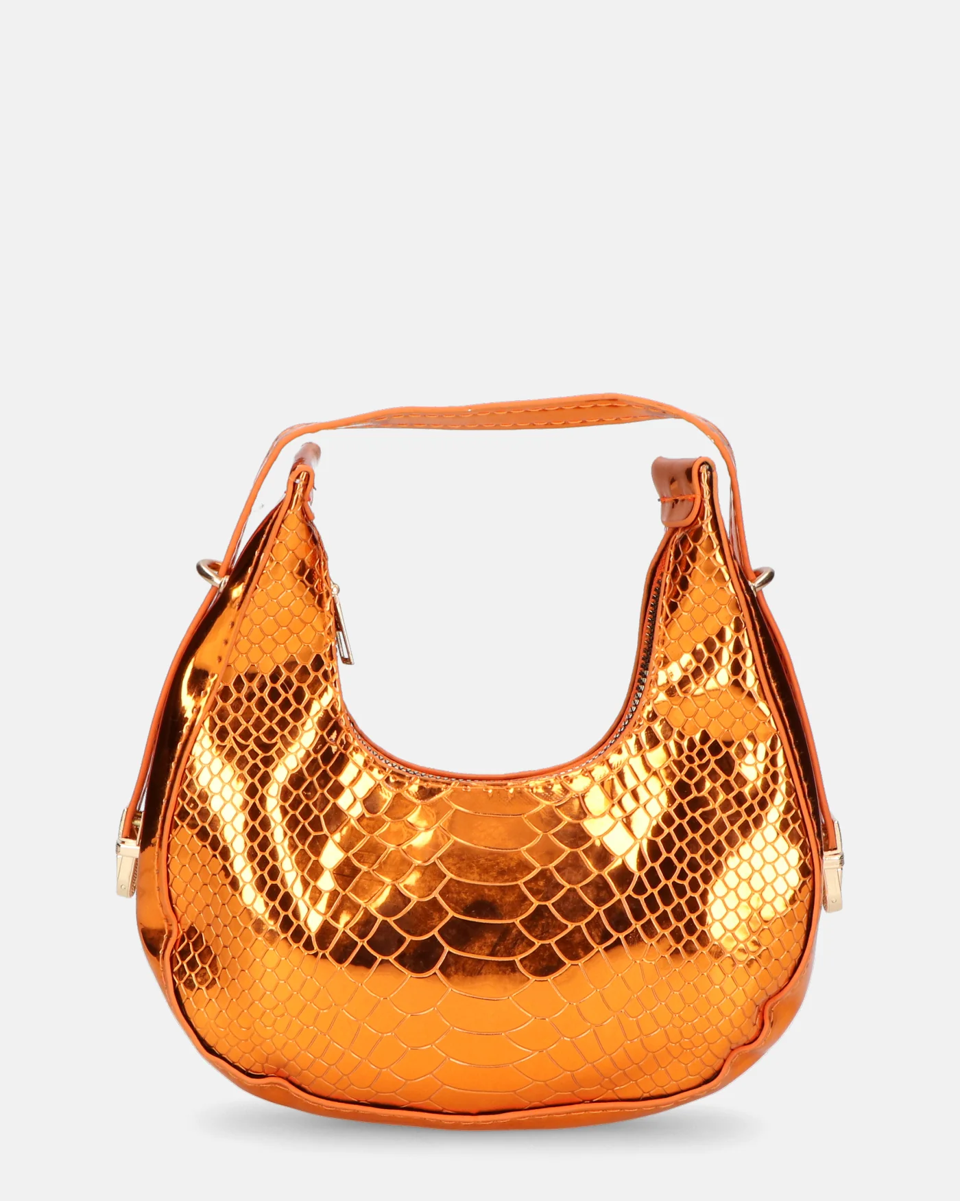 JOSSY - borsetta mano in glassy arancione metallizzato con effetto pitonato - Image 3