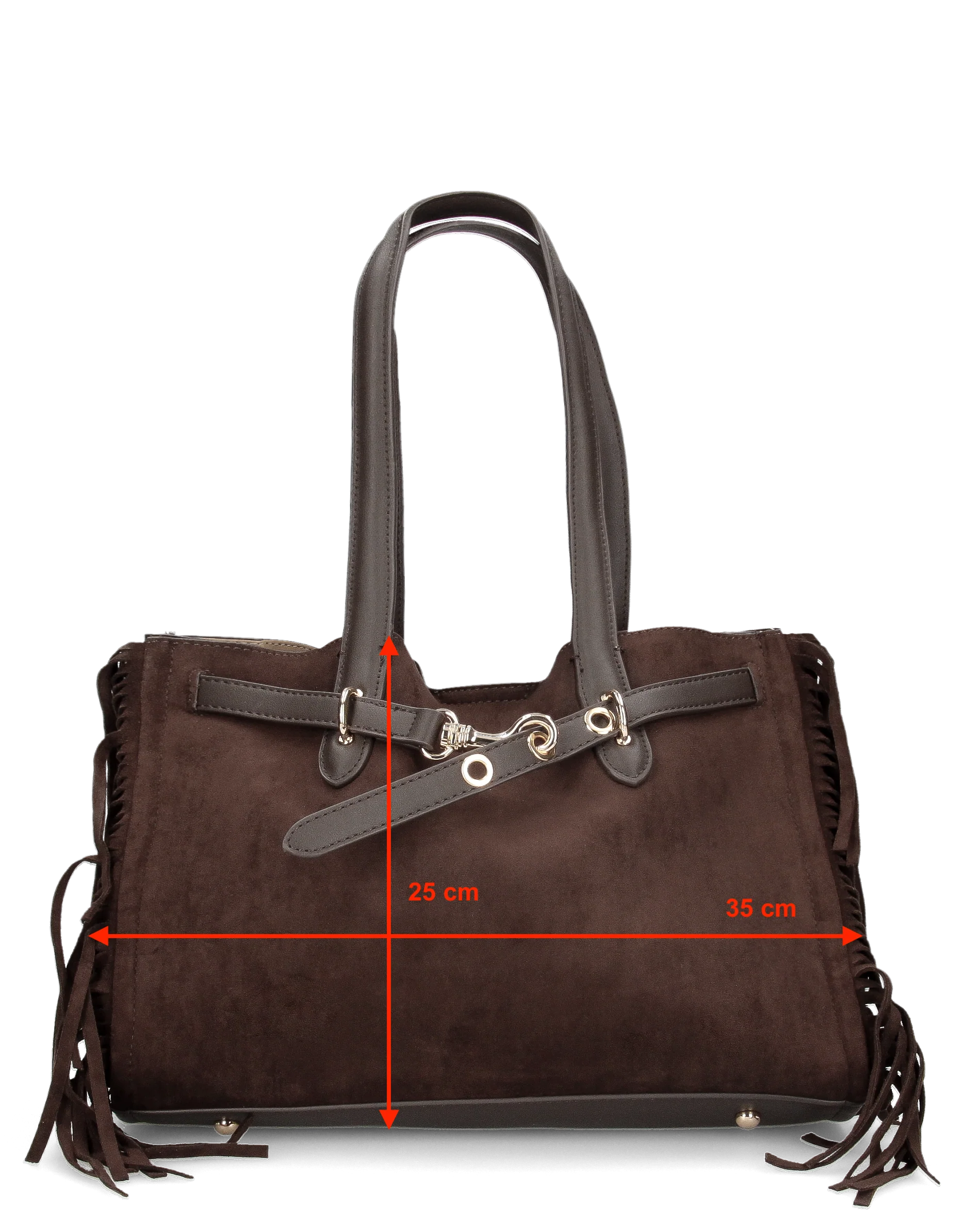 KADY - borsa marrone a mano con frangette (borsellino aggiuntivo) - Image 6