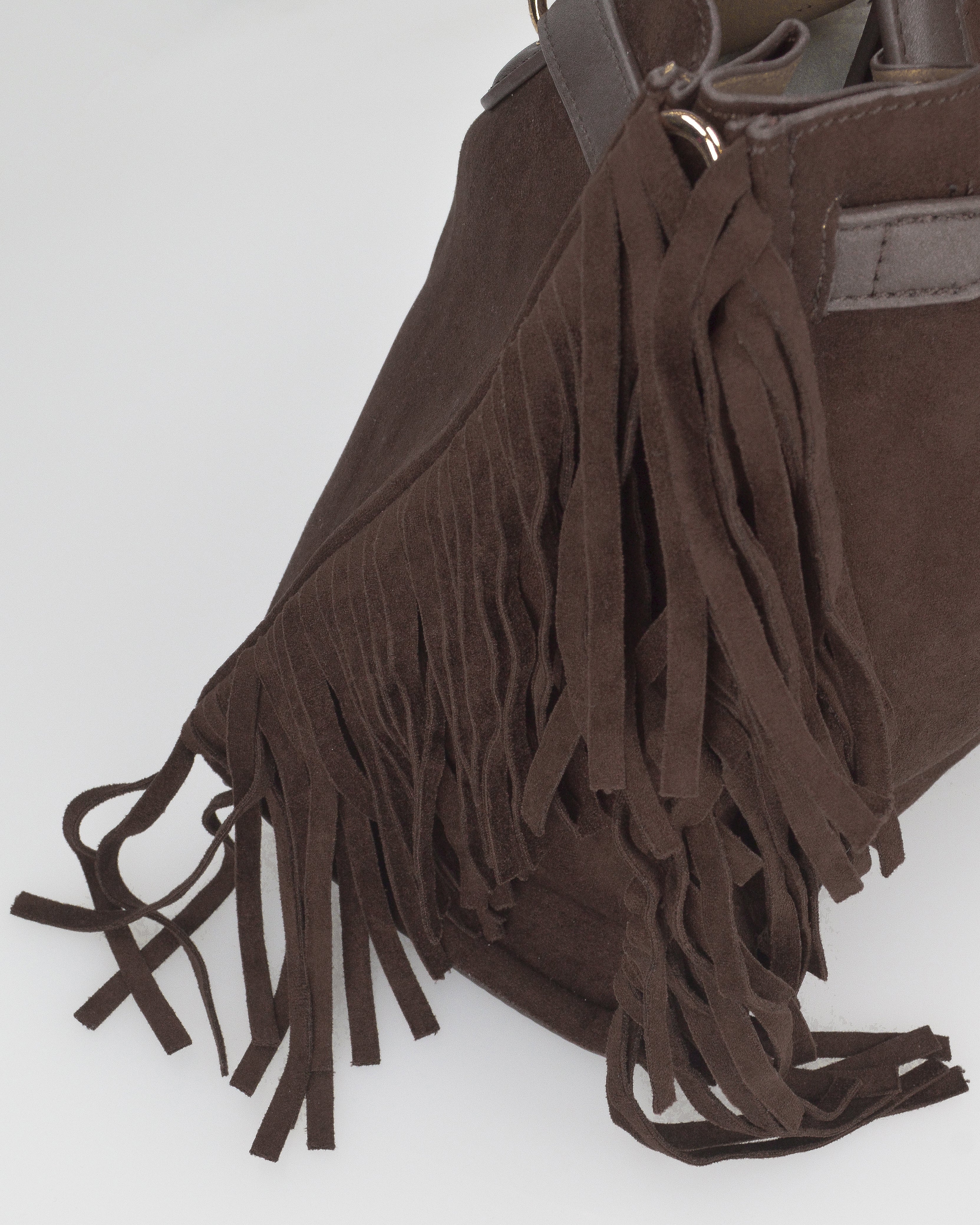KADY - borsa marrone a mano con frangette (borsellino aggiuntivo) - Image 8