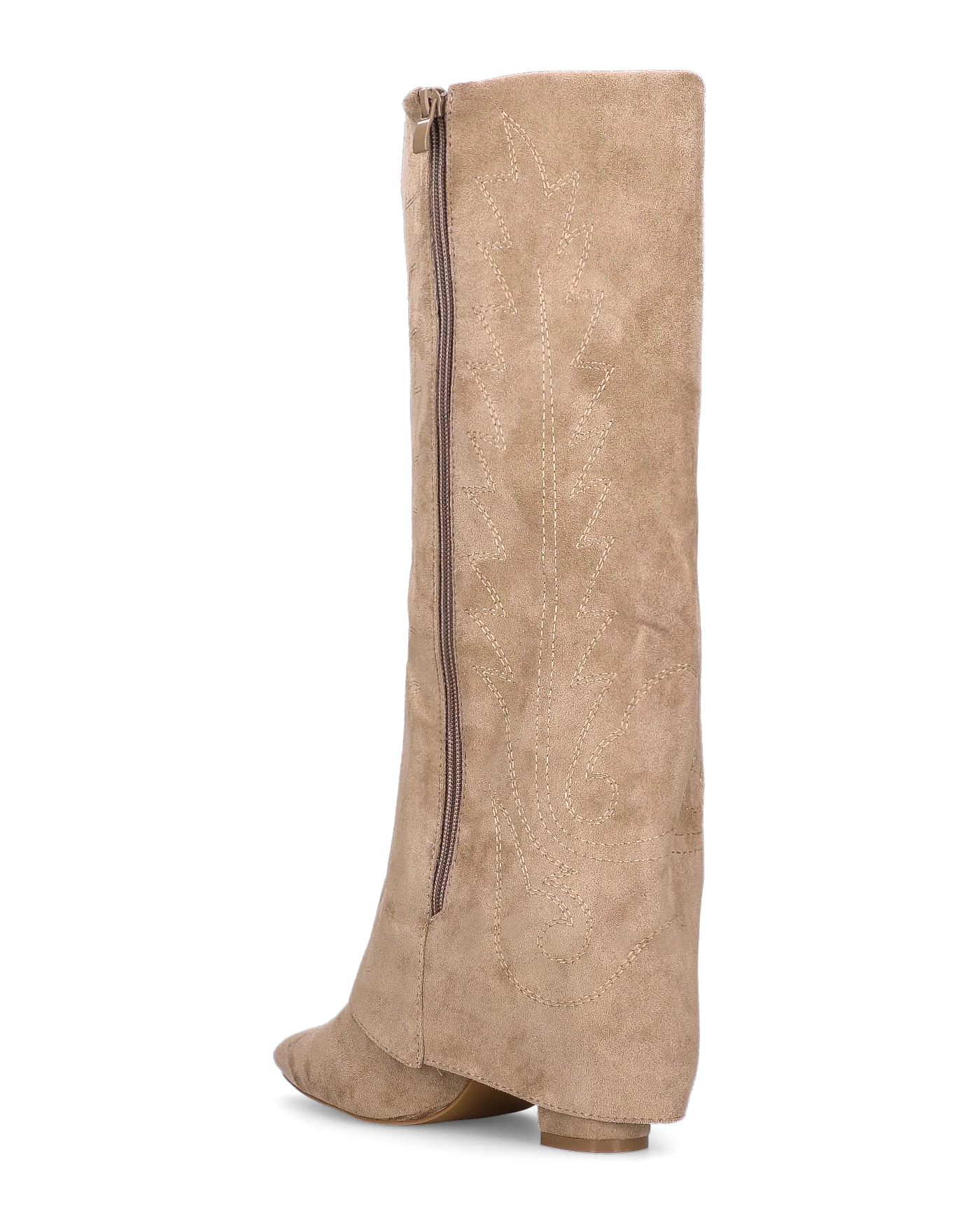 KALA - stivali alti con risvolto beige con cuciture dorate - Image 3