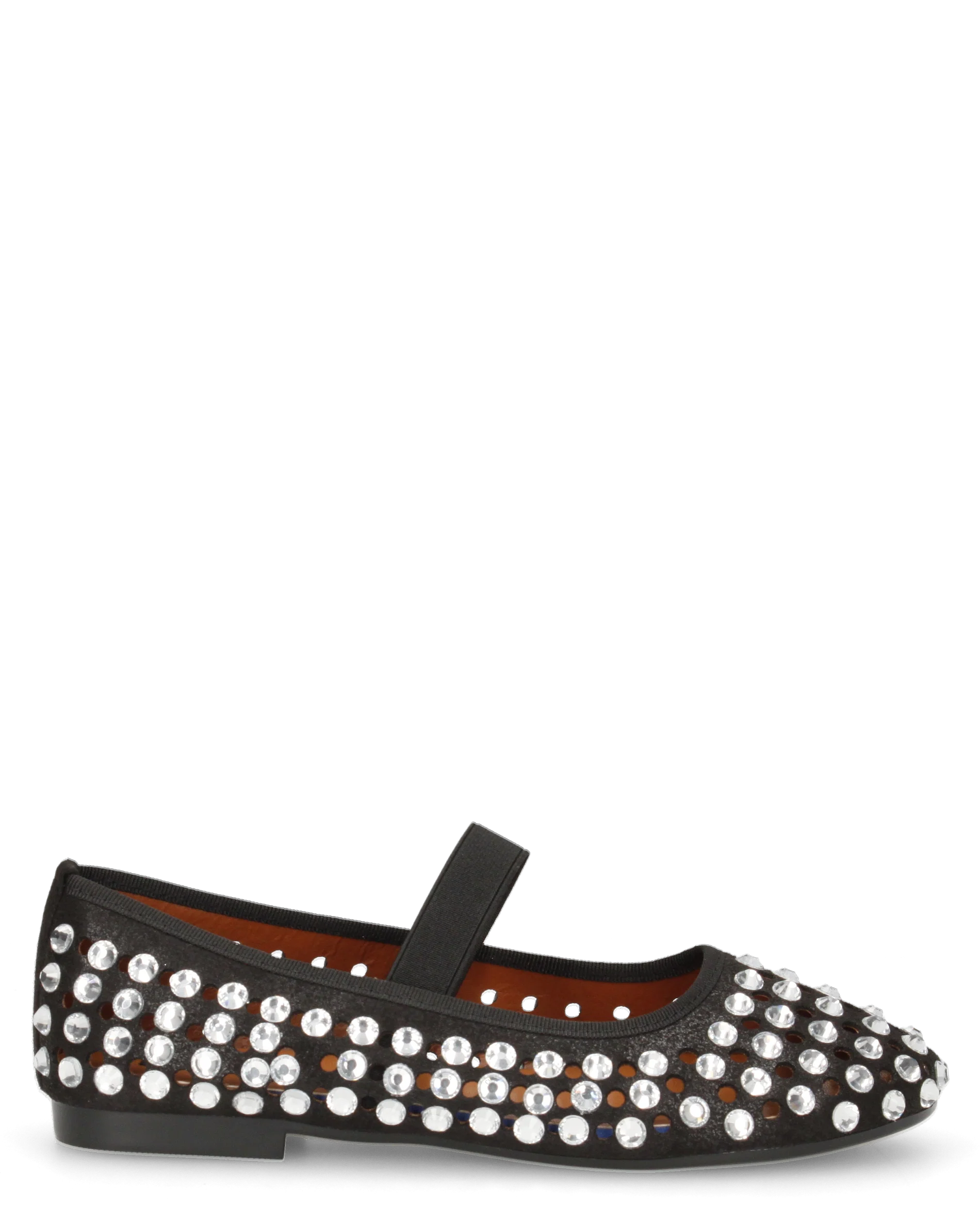 KALIA - ballerine nere traforate con gemme decorative e fascia elastica