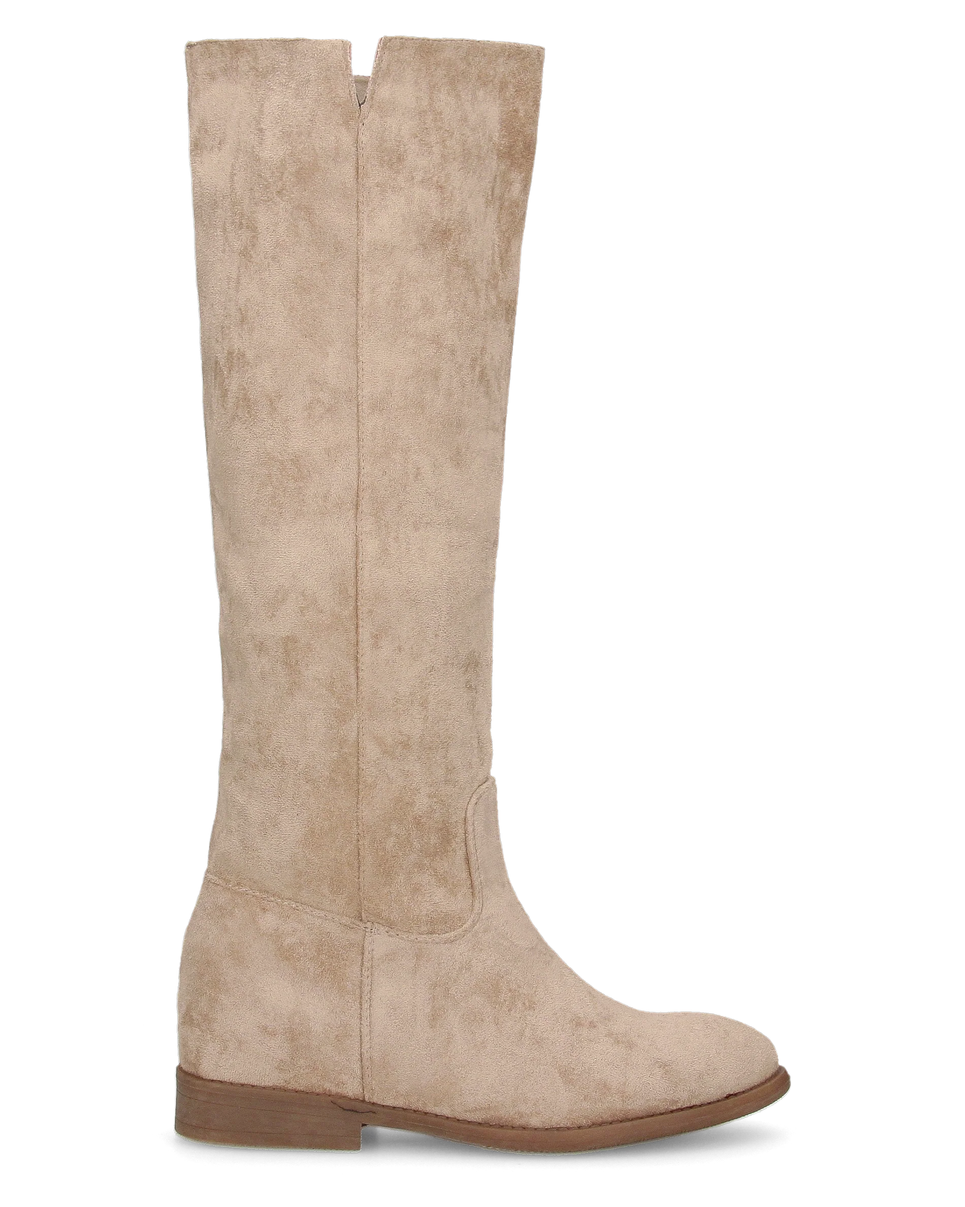 KAMI - stivali alti in ecopelle beige con zeppa interna