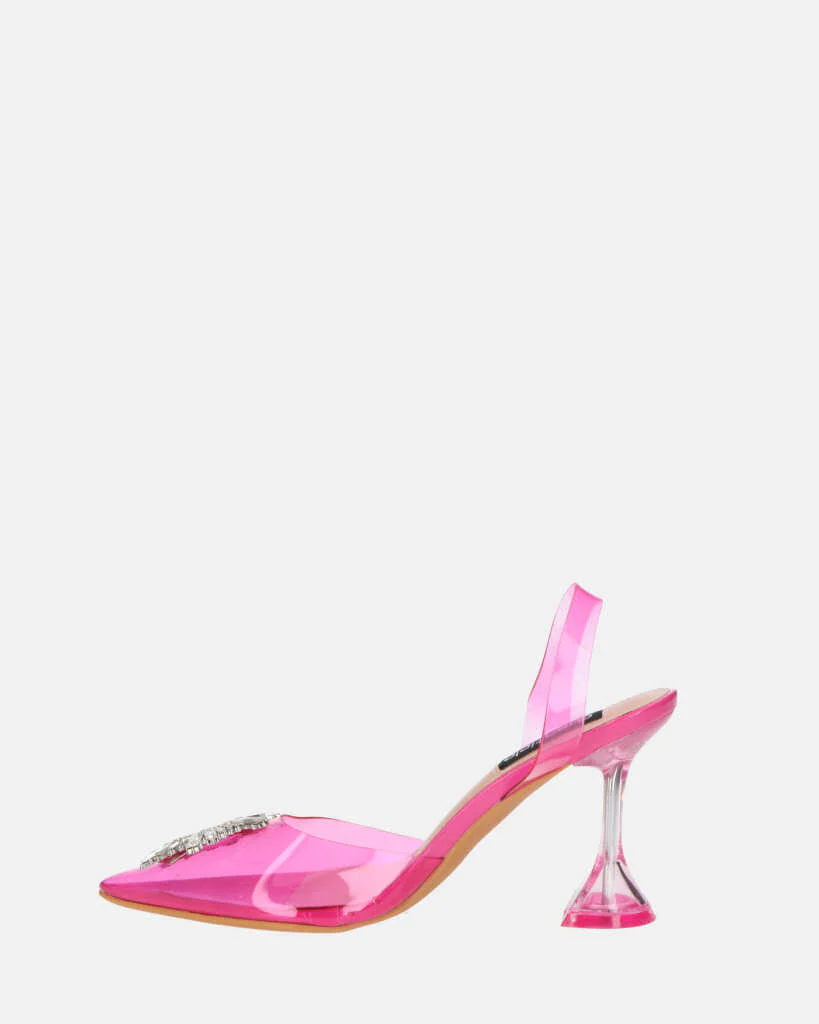 KENAN - scarpe in perspex fucsia con decorazione di gemme in punta - Image 10
