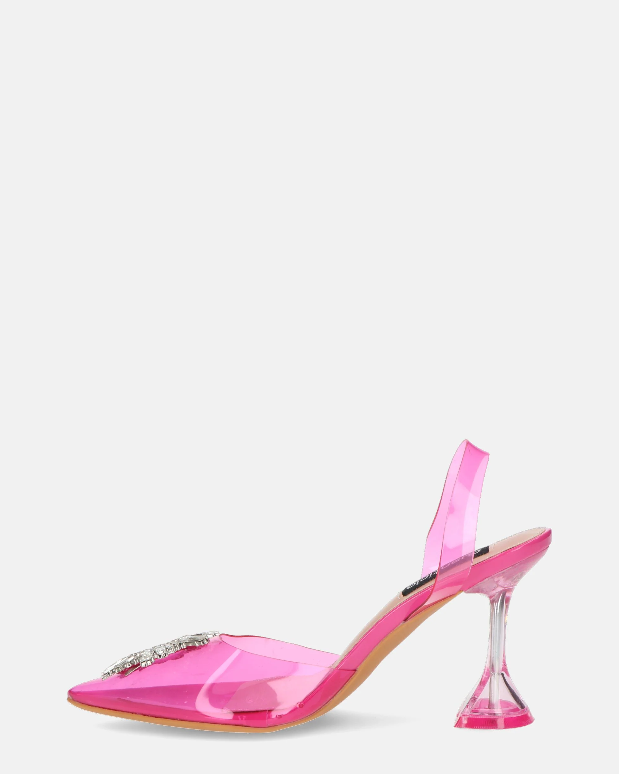 KENAN - scarpe in perspex fucsia con decorazione di gemme in punta - Image 3