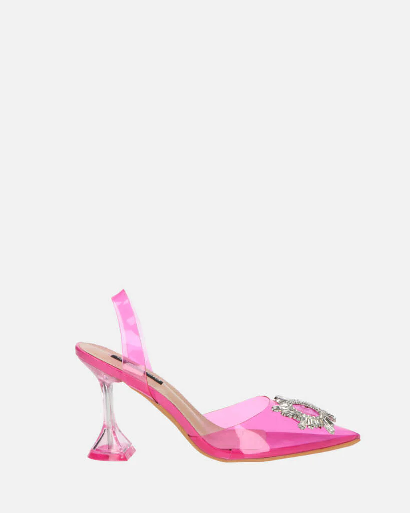 KENAN - scarpe in perspex fucsia con decorazione di gemme in punta - Image 4