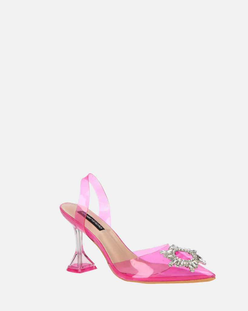 KENAN - scarpe in perspex fucsia con decorazione di gemme in punta - Image 5
