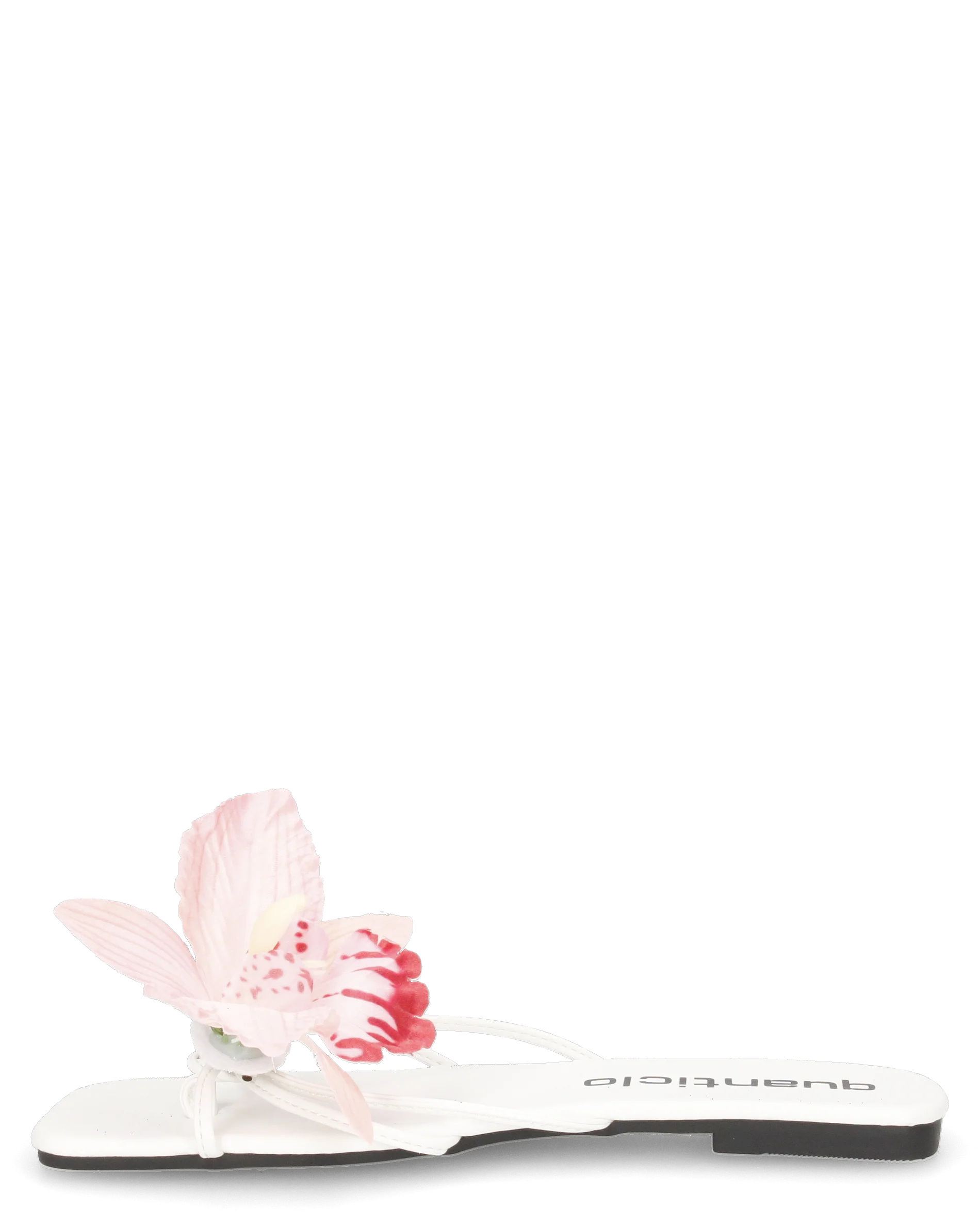 KILY - sandalini bassi bianchi con clip fiore orchidea rosa removibile - Image 4