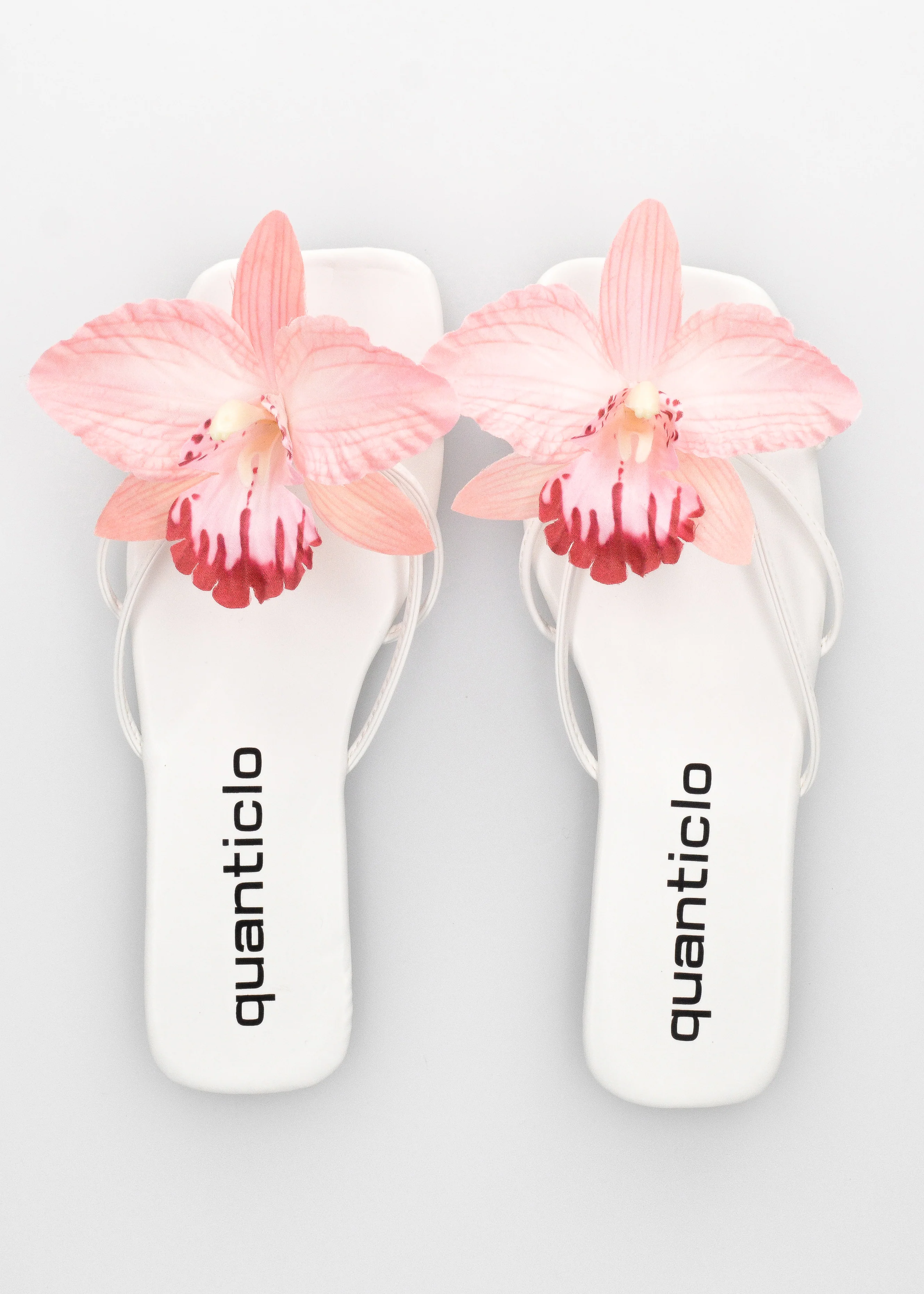 KILY - sandalini bassi bianchi con clip fiore orchidea rosa removibile - Image 6