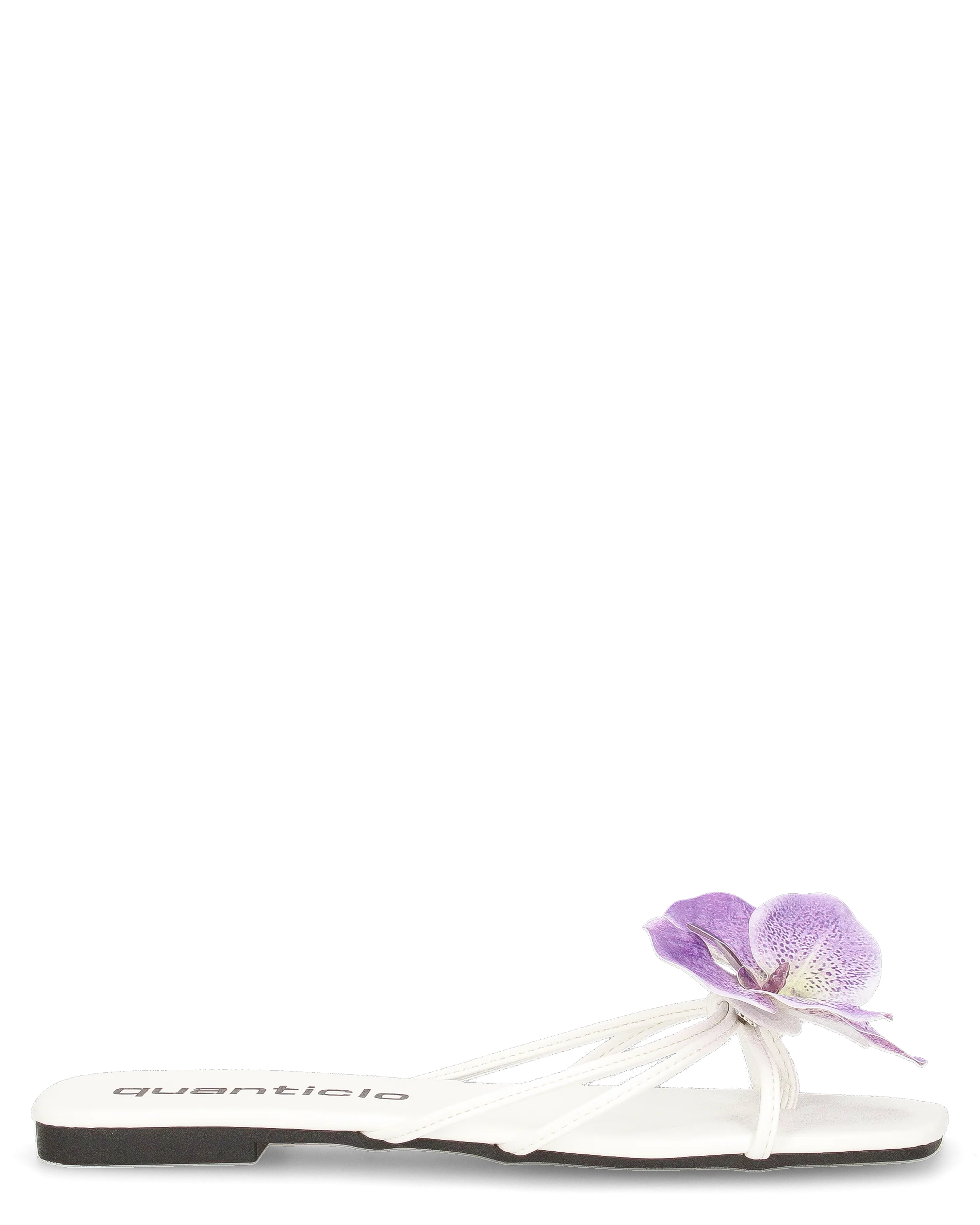 KILY - sandalini bassi bianchi con clip fiore orchidea removibile - Image 2