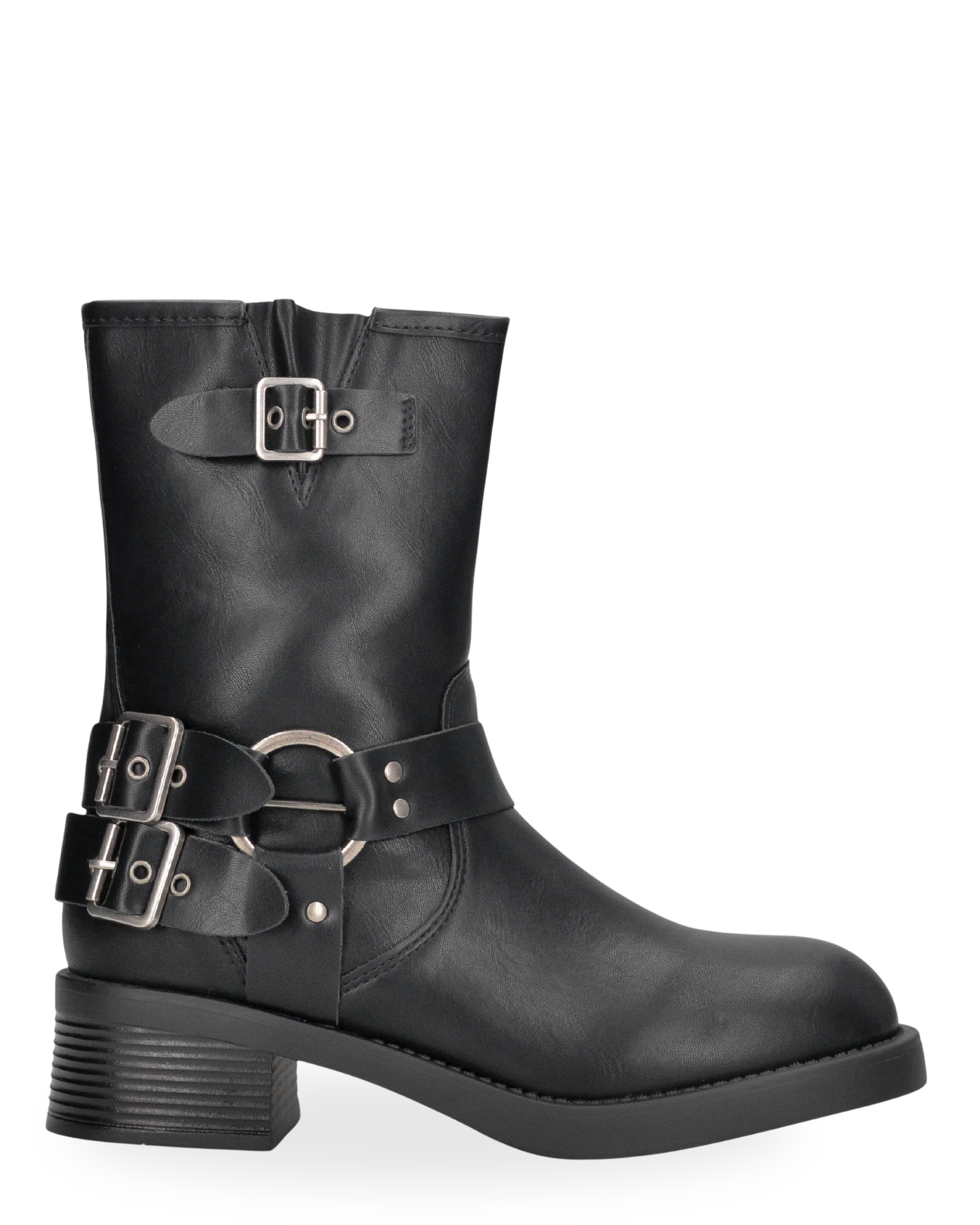 KOSTA - stivaletto biker nero con cerniera laterale