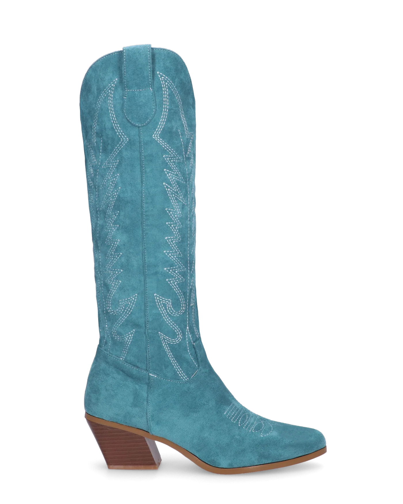 LEA - camperos in camoscio blu con ricami bianchi