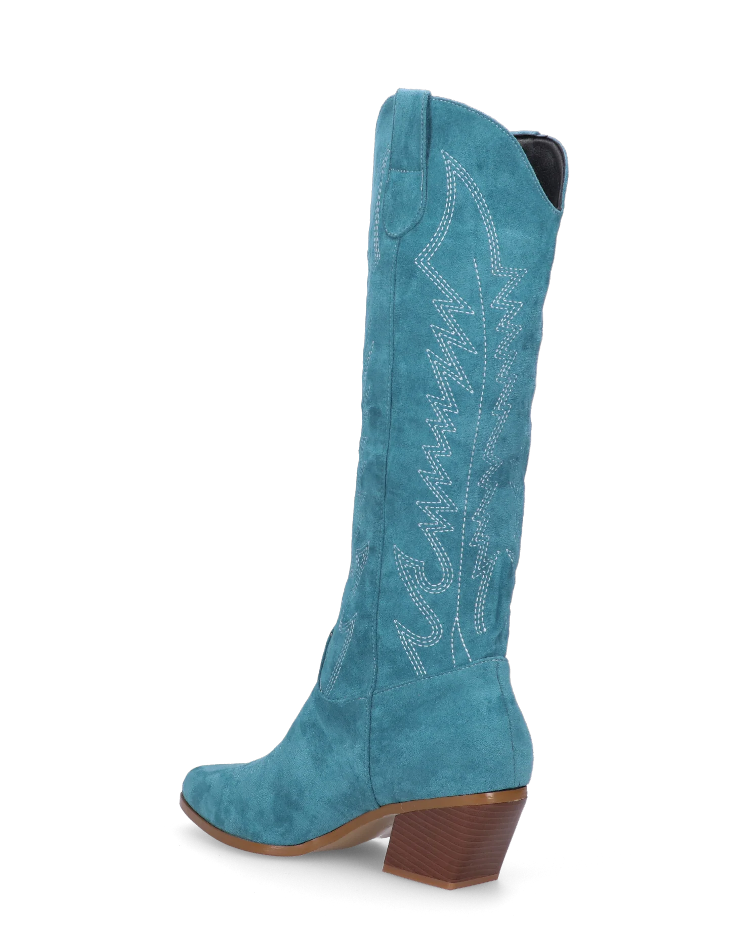 LEA - camperos in camoscio blu con ricami bianchi - Image 4