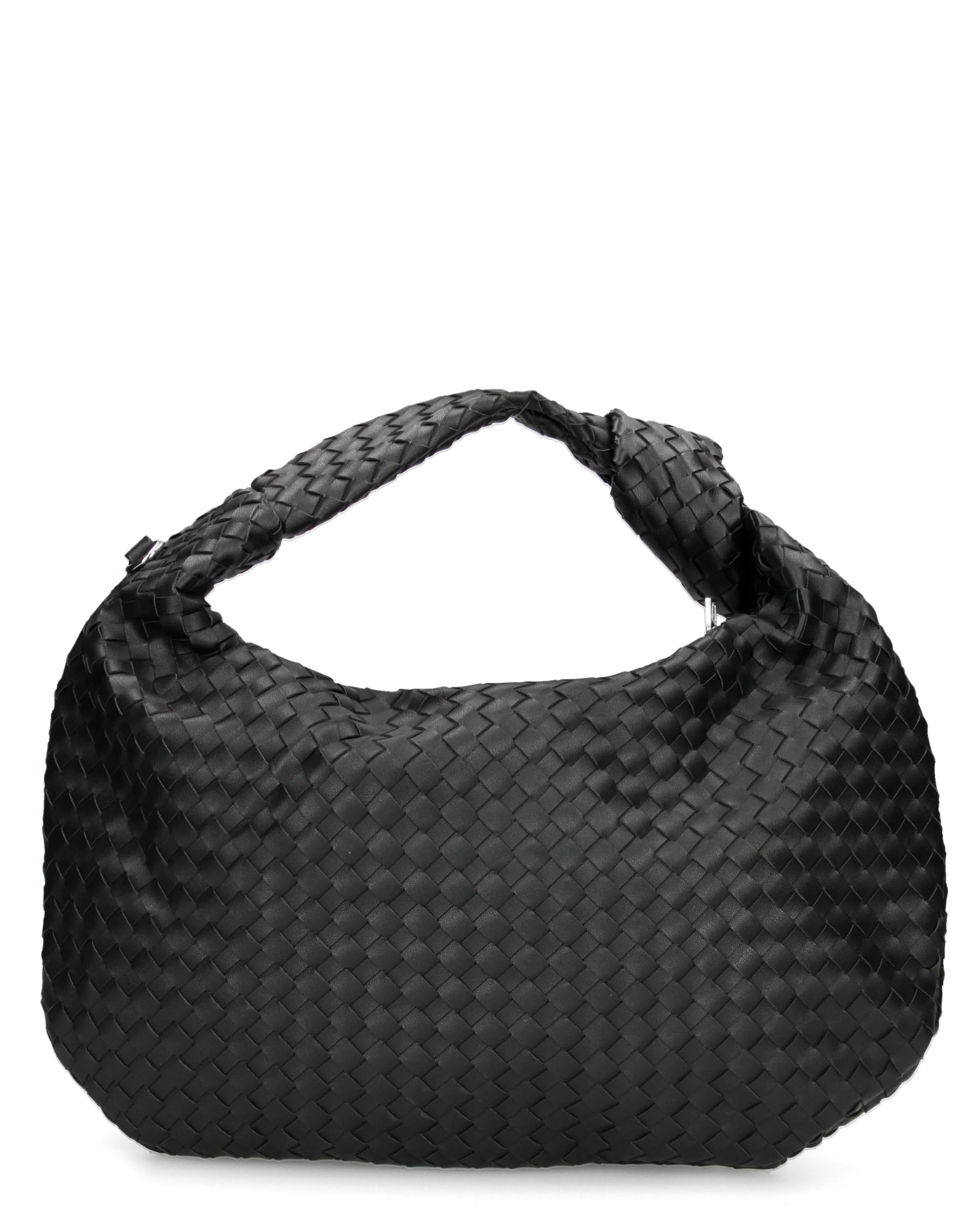 LEONORA - borsa grande nera con effetto intrecciato