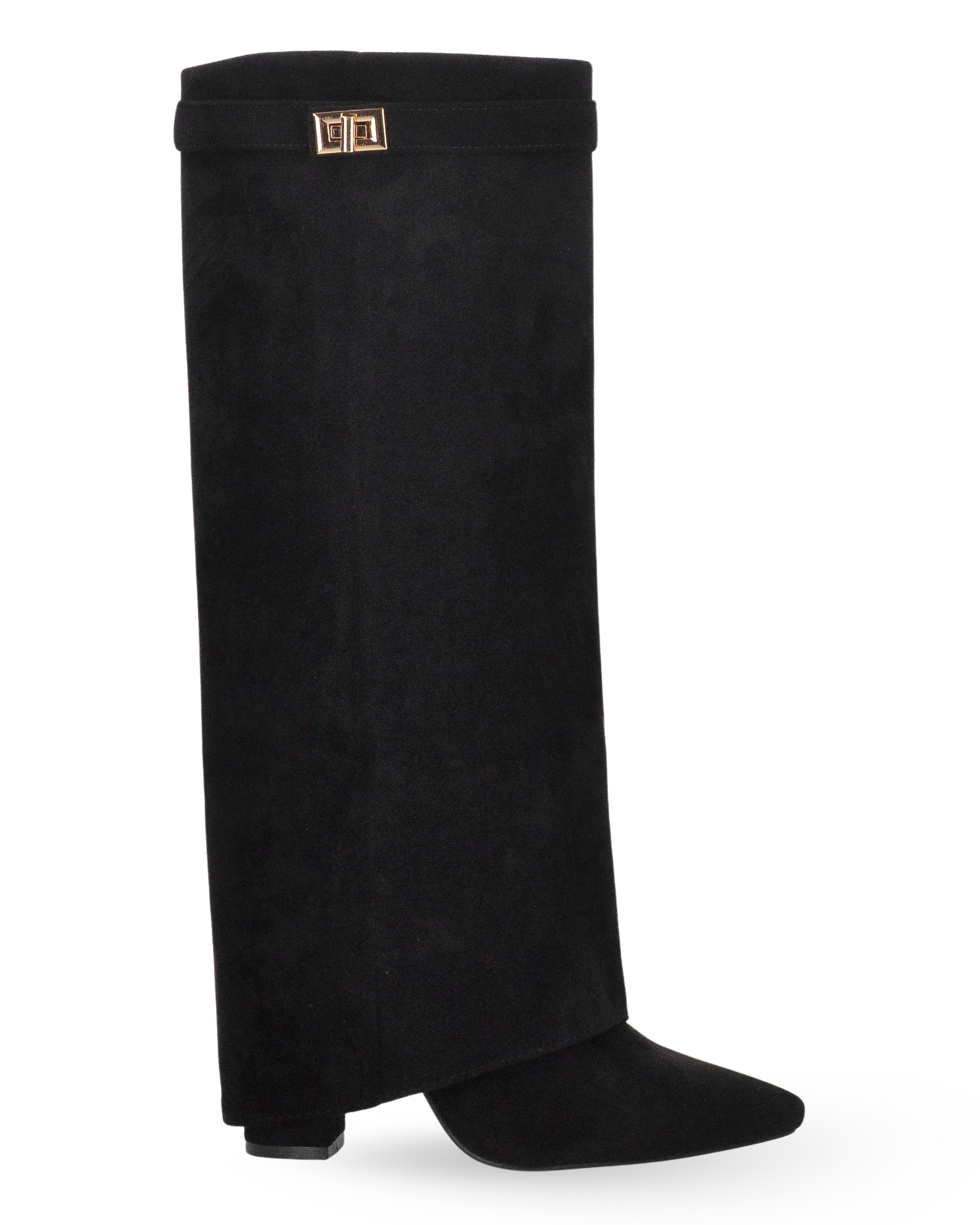 LILY - stivali alti in camoscio nero con risvolto
