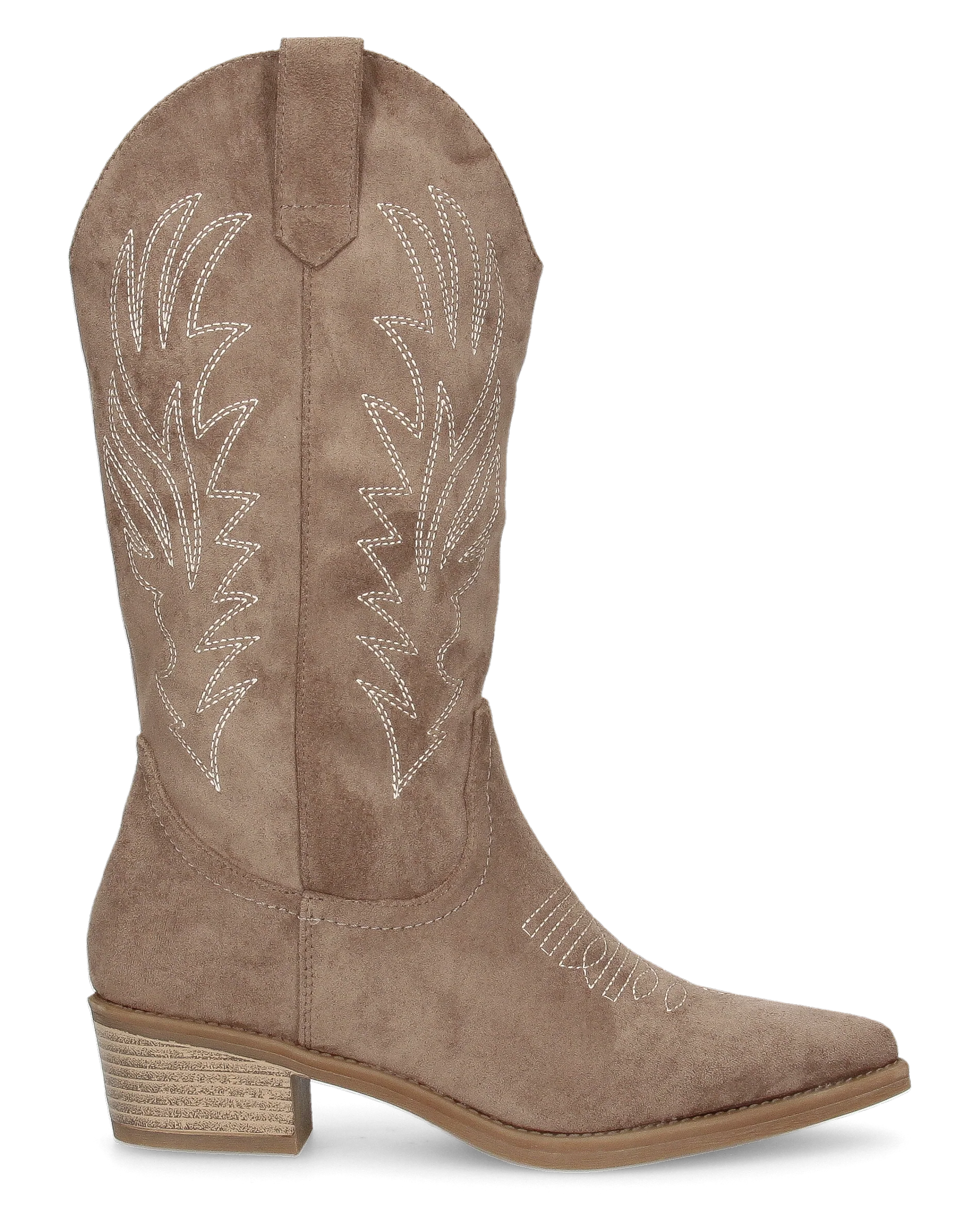 LINDSEY - stivaletti texani khaki con disegni ricamati e tacco a blocco