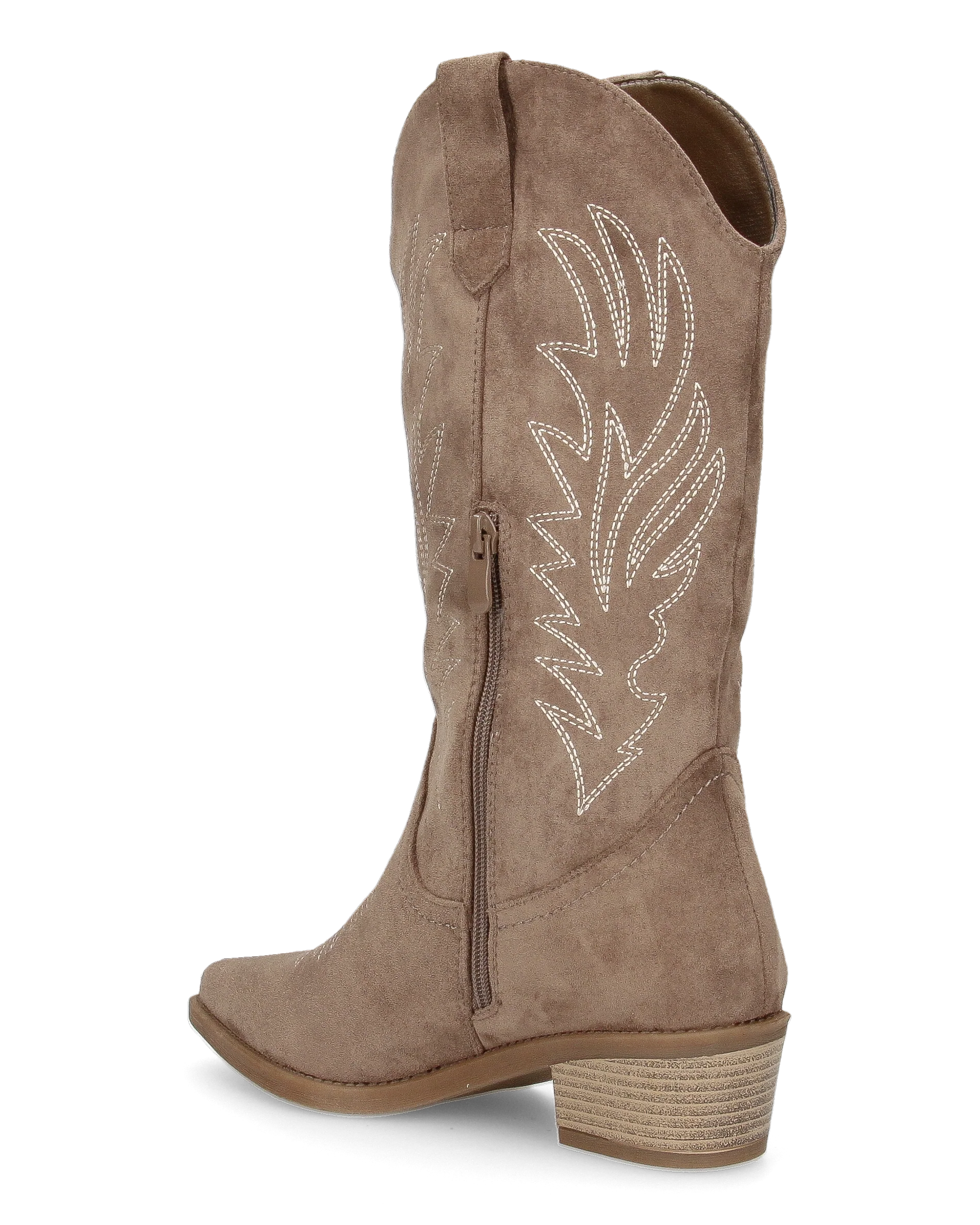 LINDSEY - stivaletti texani khaki con disegni ricamati e tacco a blocco - Image 3