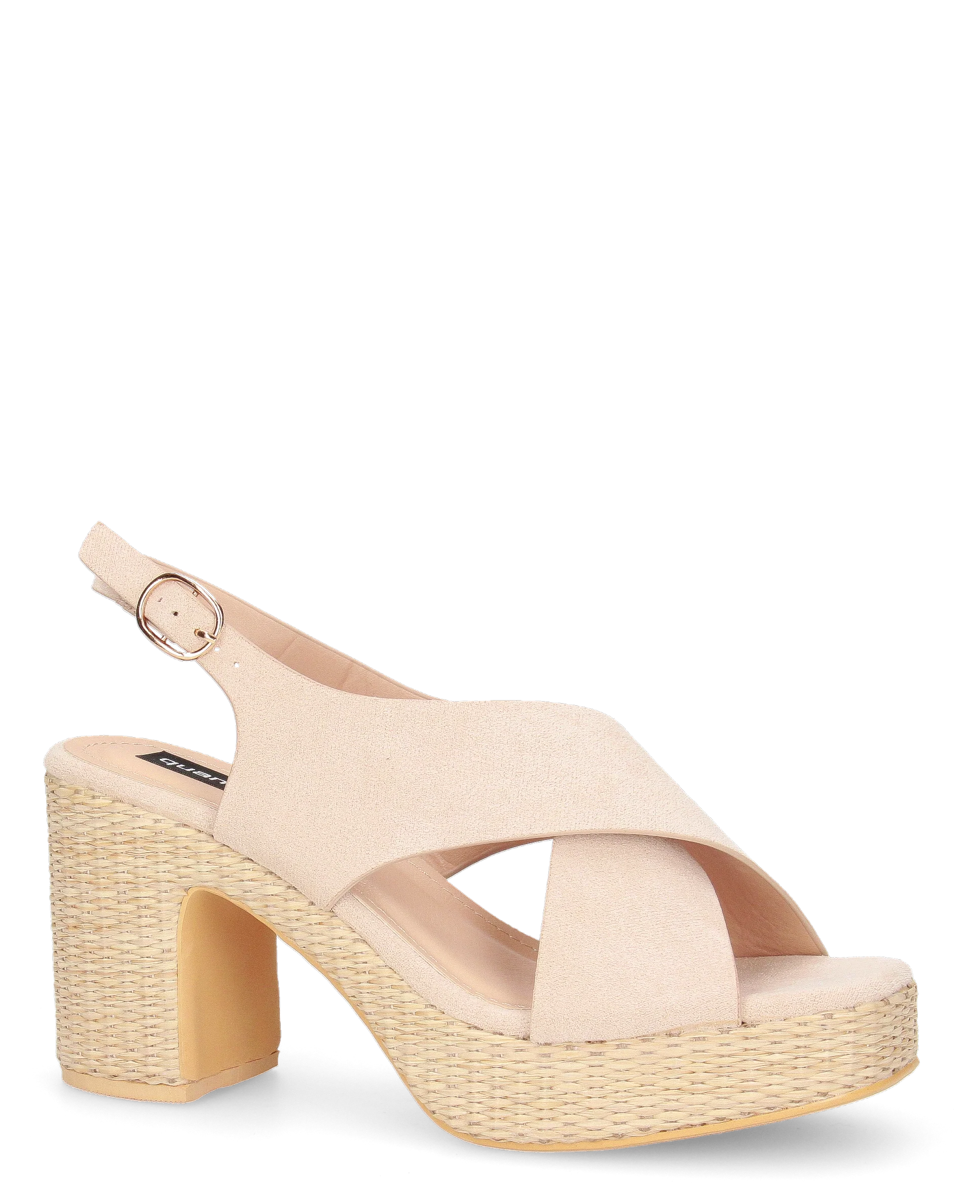 LISSY - sandali beige con tacco e platform in effetto raffia - Image 2