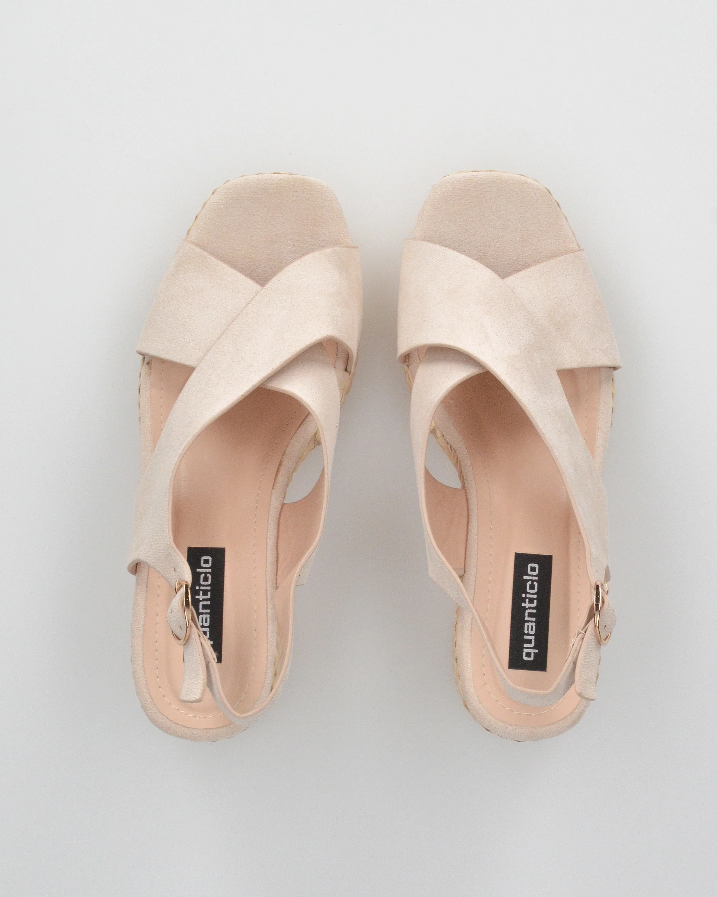 LISSY - sandali beige con tacco e platform in effetto raffia - Image 3