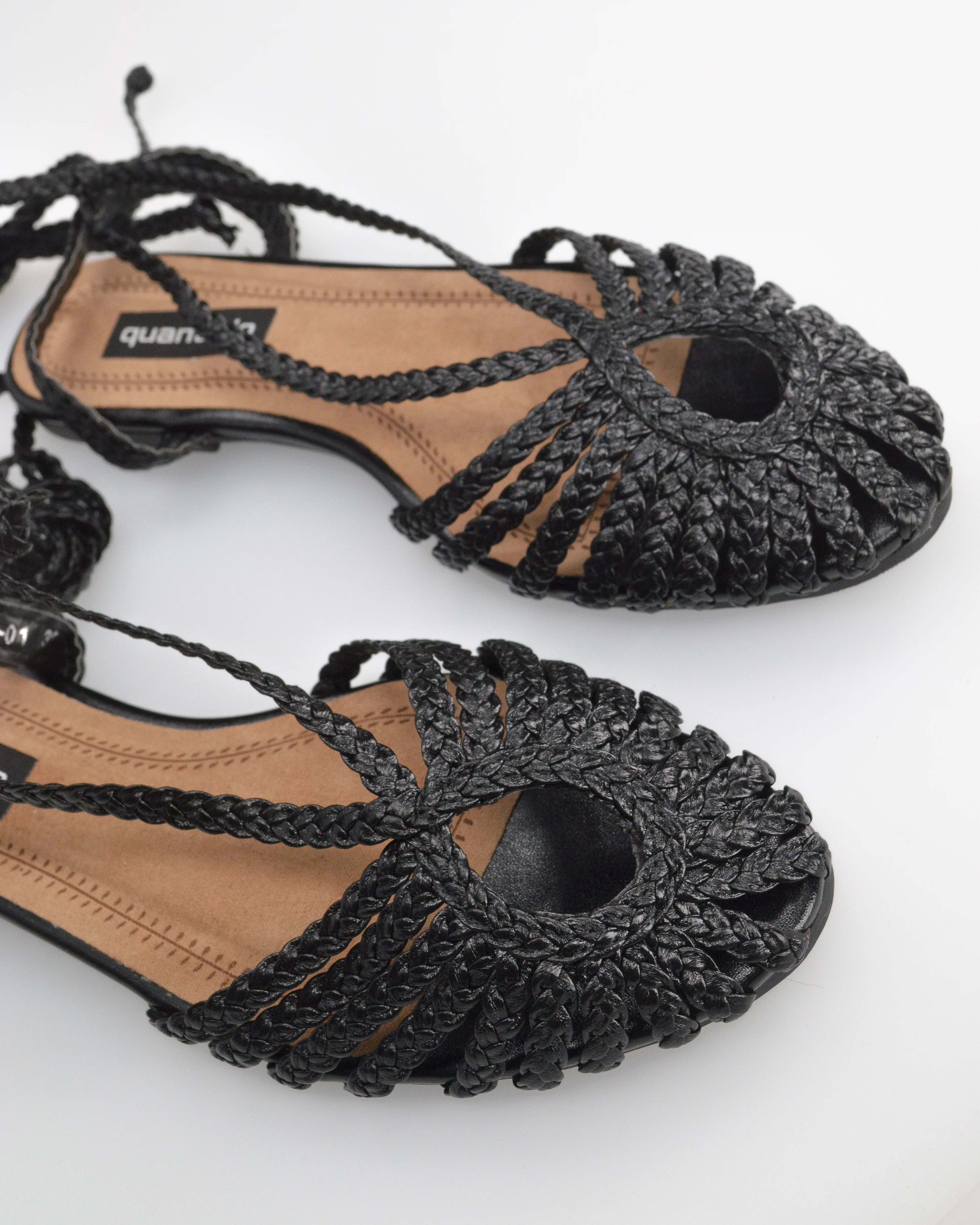 LIXY - sandalini flat neri con trama intrecciata e lacci - Image 2