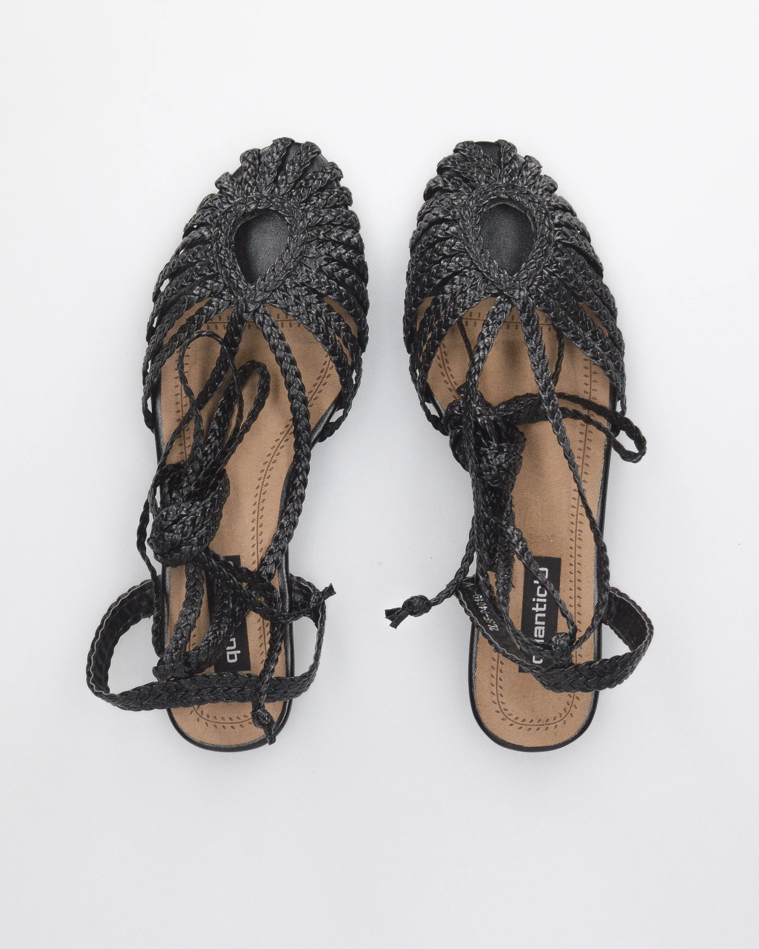LIXY - sandalini flat neri con trama intrecciata e lacci - Image 3