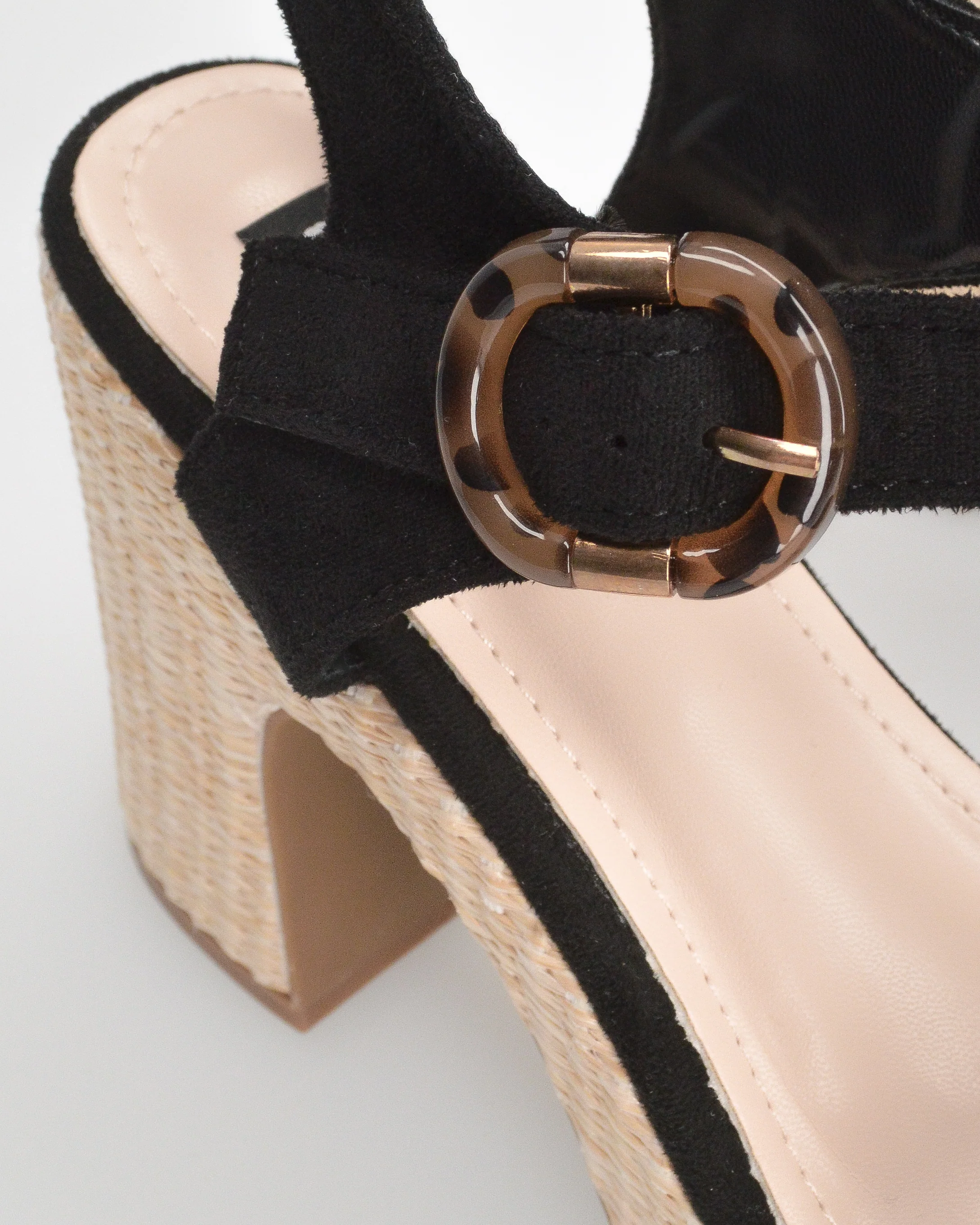 LIZZIE - sandali neri con platform beige in materiale intrecciato - Image 3
