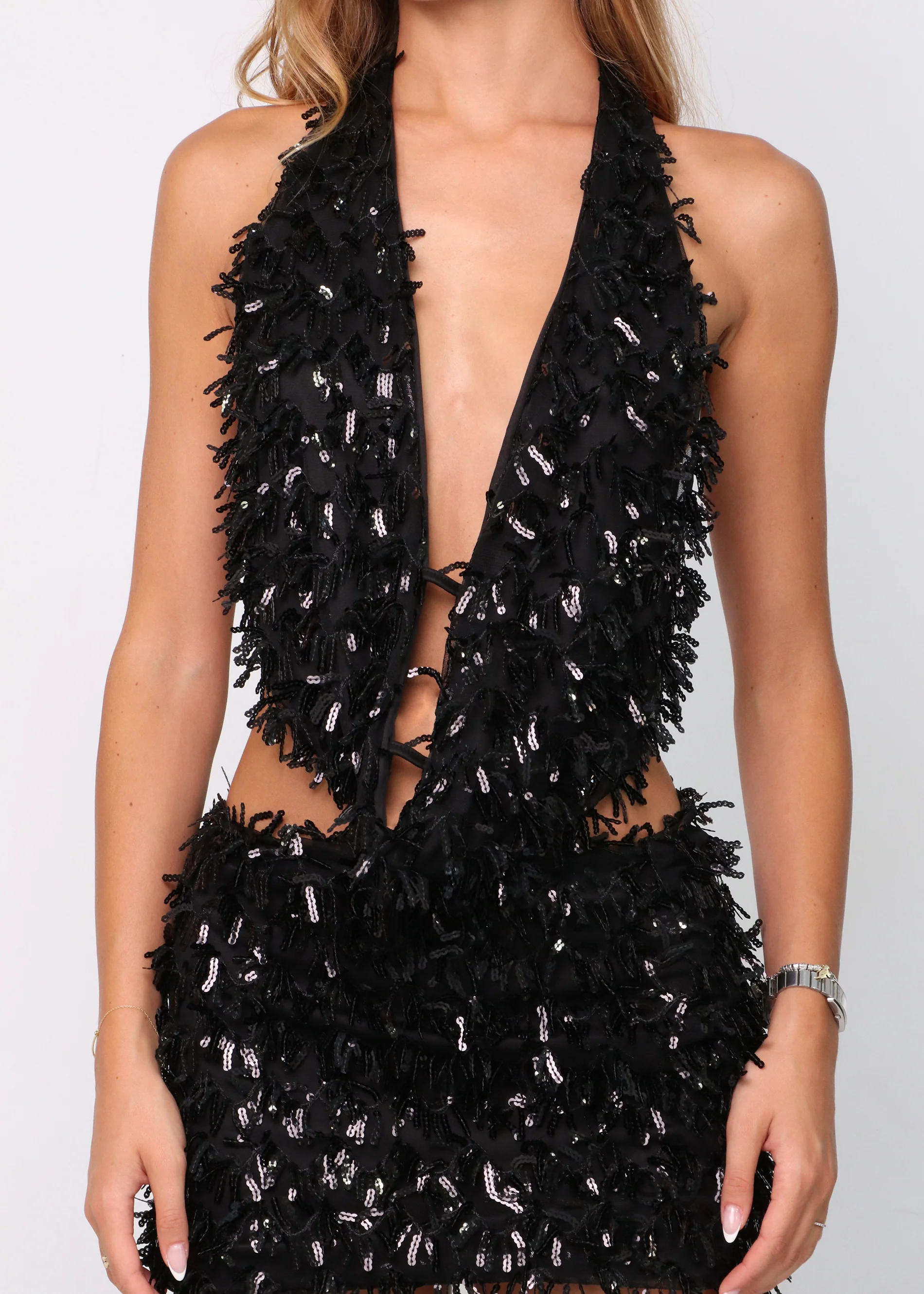 LOLA - set top + gonna in paillettes nere - Image 3
