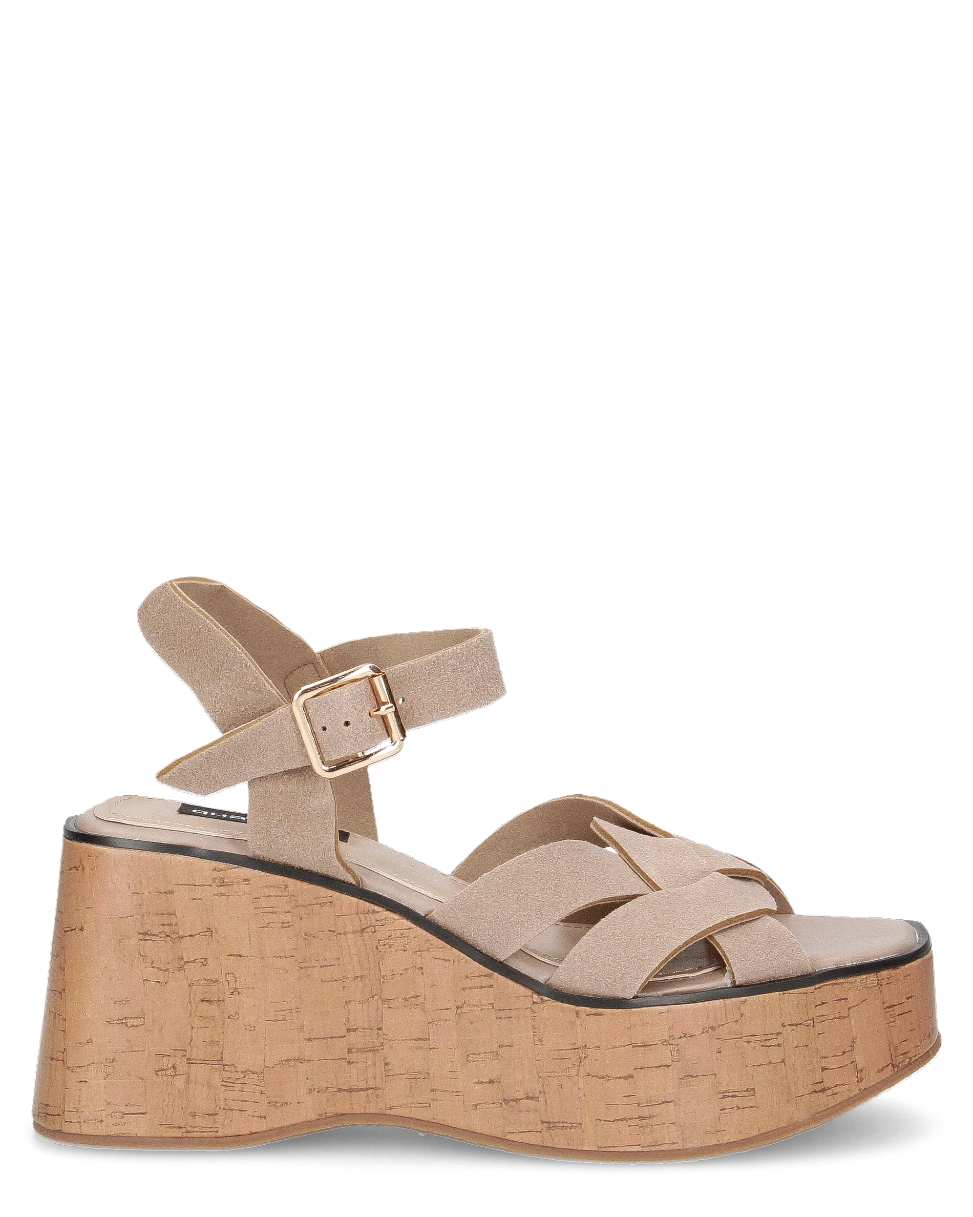 LUDO - zeppe con fasce khaki e platform effetto sughero