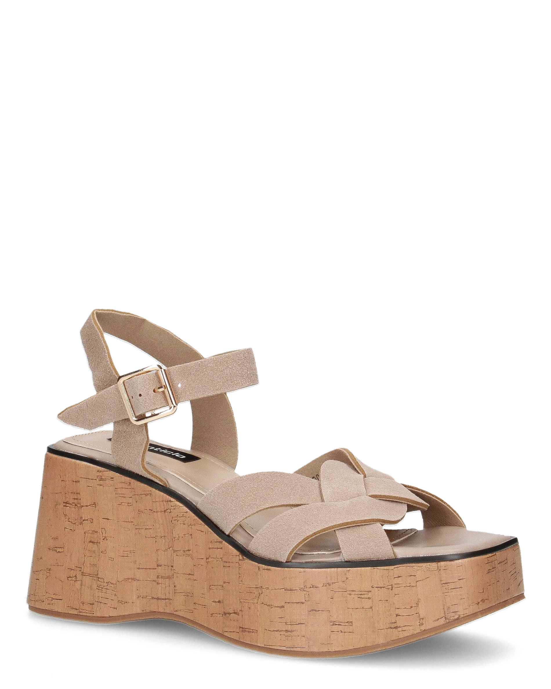 LUDO - zeppe con fasce khaki e platform effetto sughero - Image 2