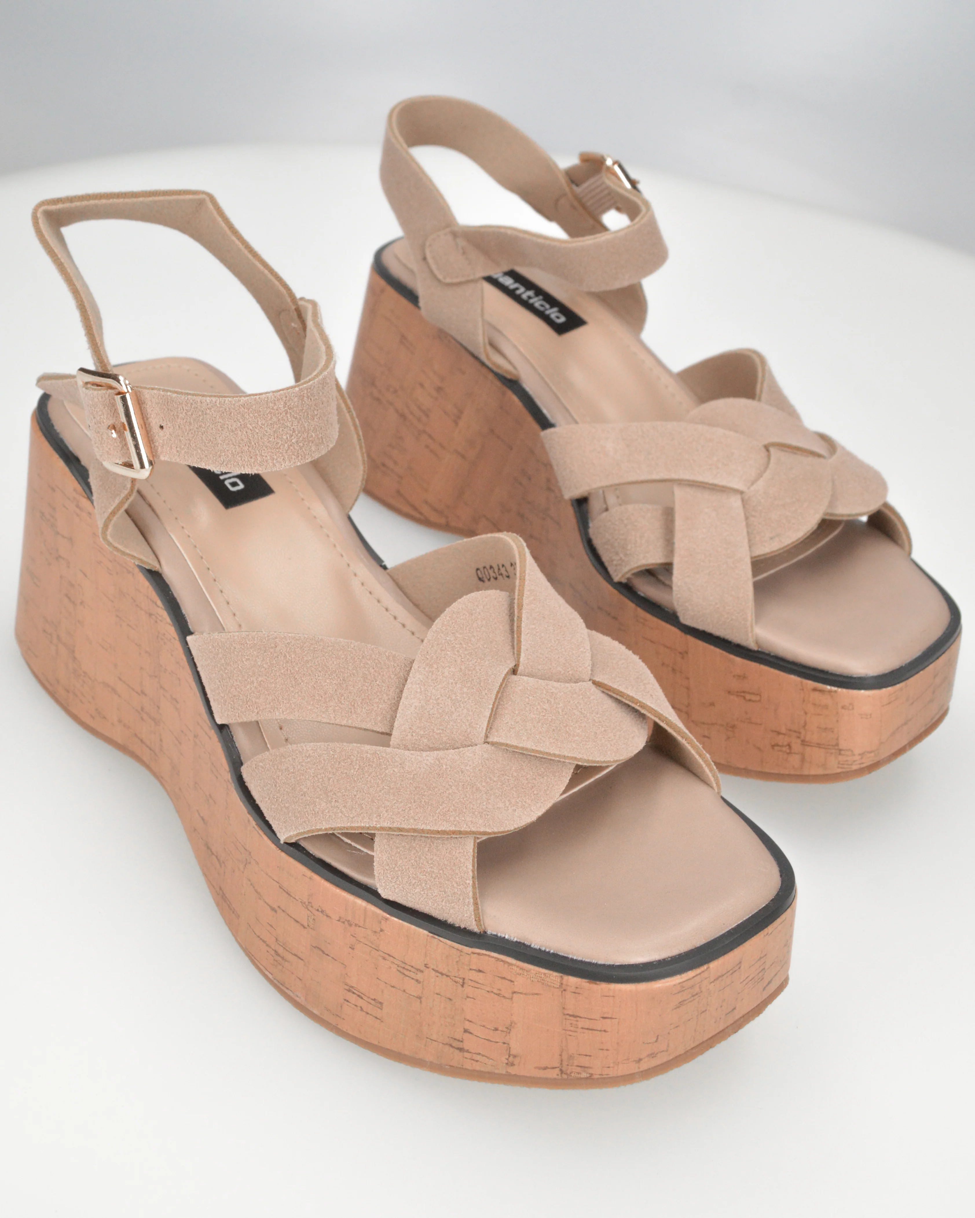 LUDO - zeppe con fasce khaki e platform effetto sughero - Image 4