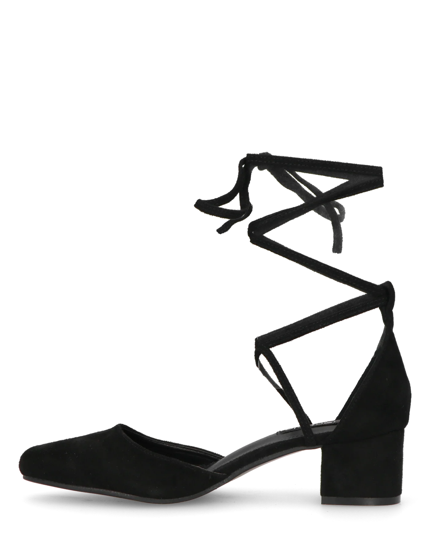 LYDIE - decolette in camoscio nero con lacci - Image 3