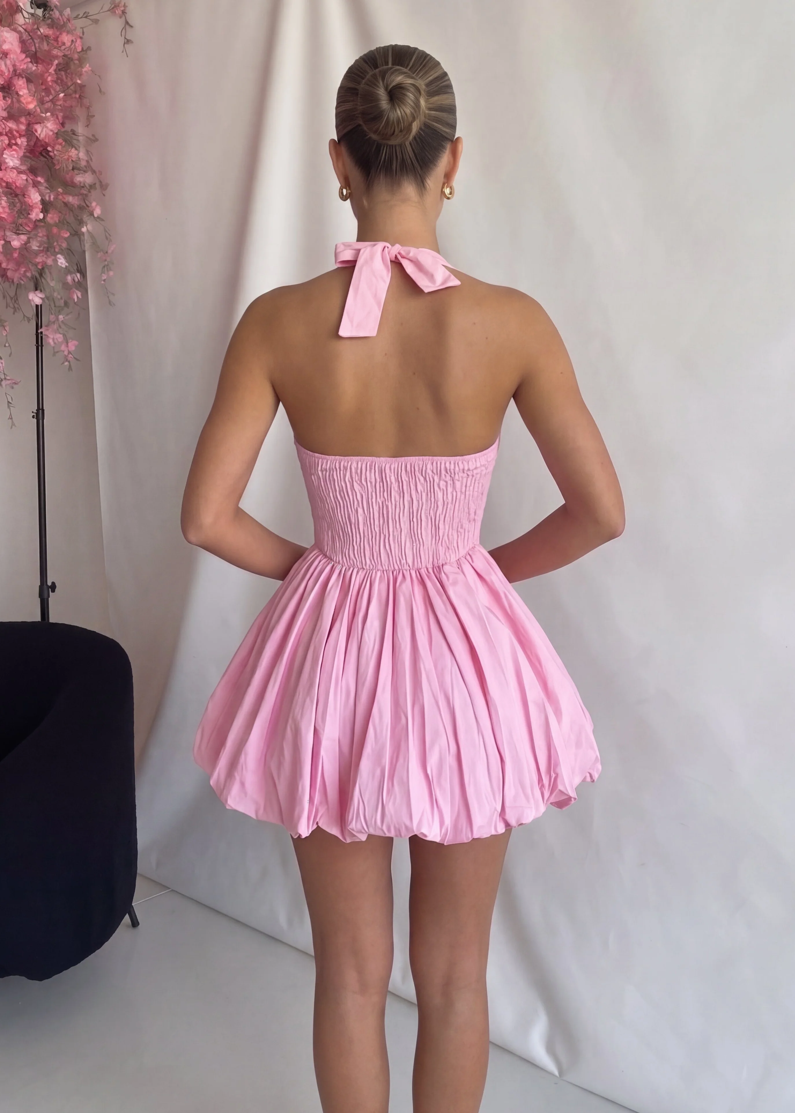 MAGDA - abito mini in rosa con gonna ampia in cotone - Image 3
