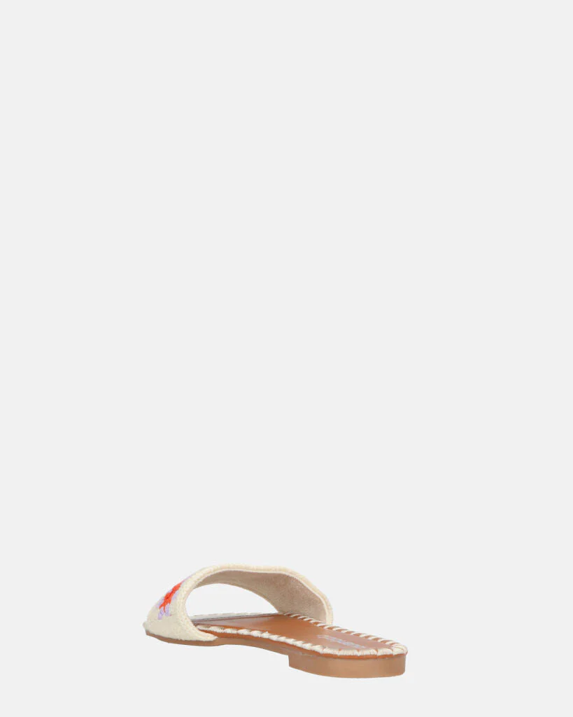 MARILIA - ciabattine beige chiaro con decorazioni ricamate e suola marrone - Image 12