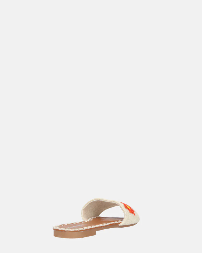 MARILIA - ciabattine beige chiaro con decorazioni ricamate e suola marrone - Image 14