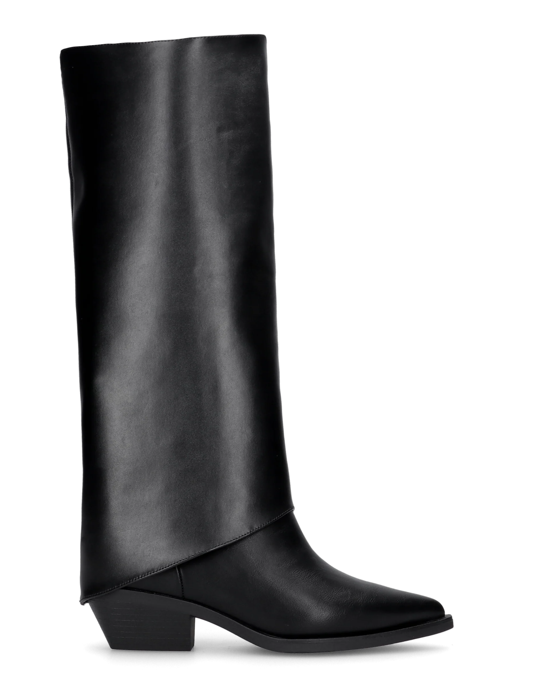 MARTINA - Stivale 2 in 1 in ecopelle nera: da stivale alto a stivaletto con un semplice gesto