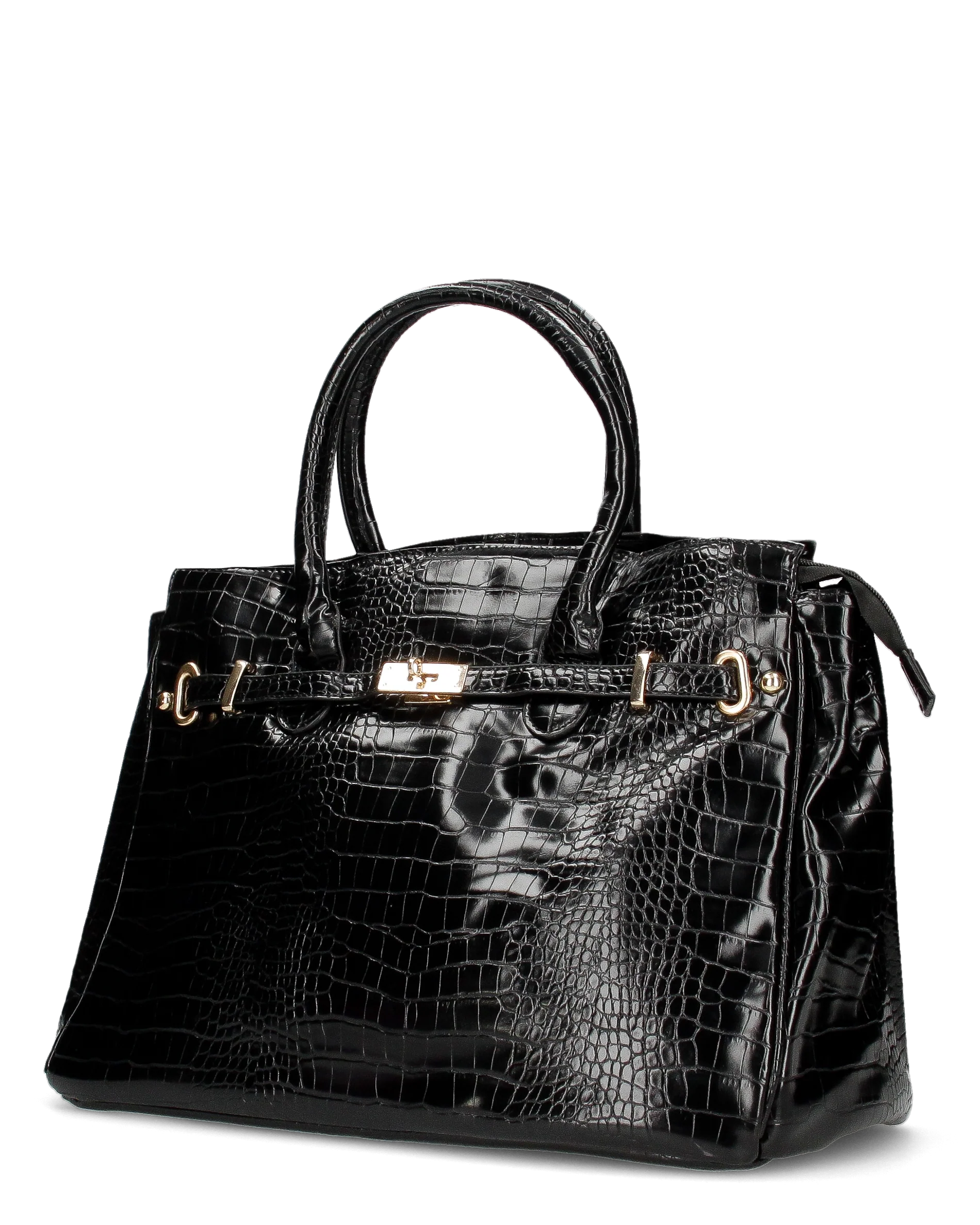 MARY - borsa grande nera con trama coccodrillo e tracolla aggiuntiva - Image 2