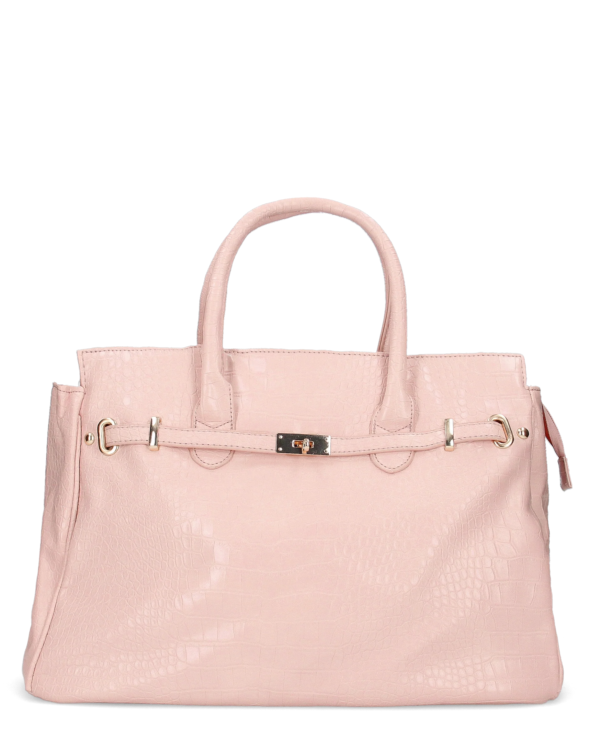 MARY - borsa grande rosa con trama coccodrillo e tracolla aggiuntiva