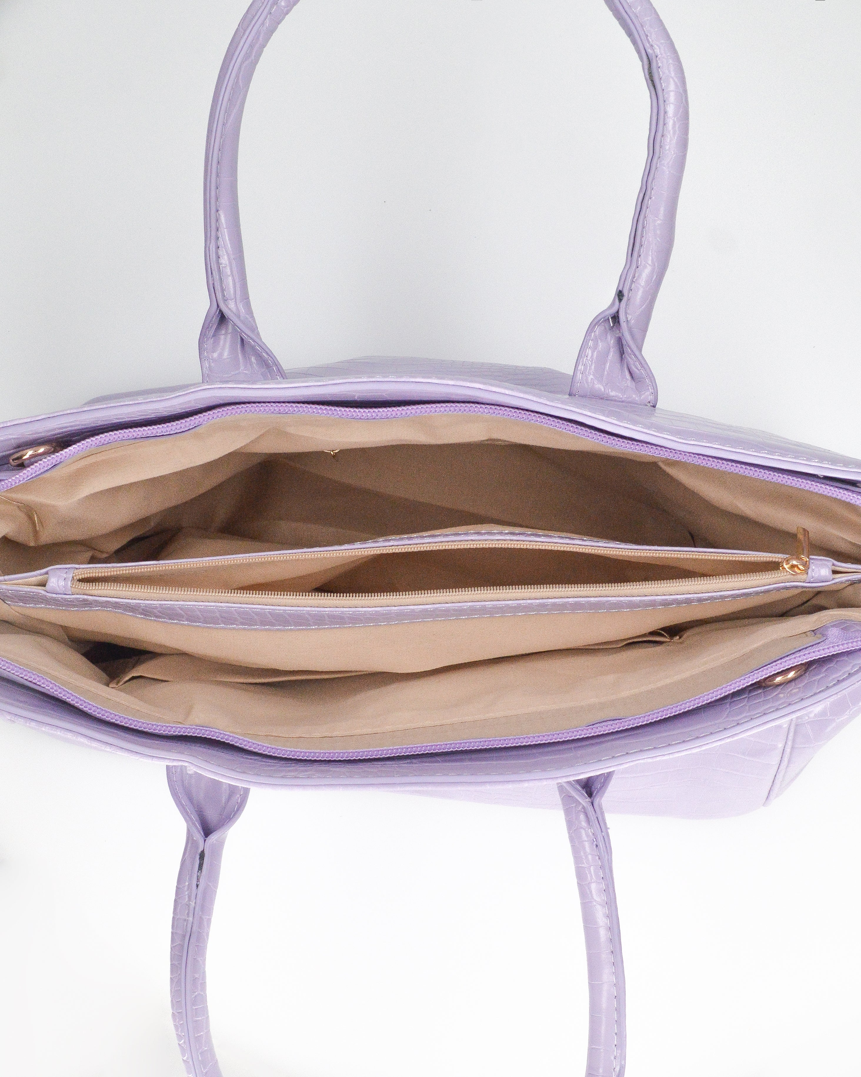 MARY - borsa grande violetta con trama coccodrillo e tracolla aggiuntiva - Image 4