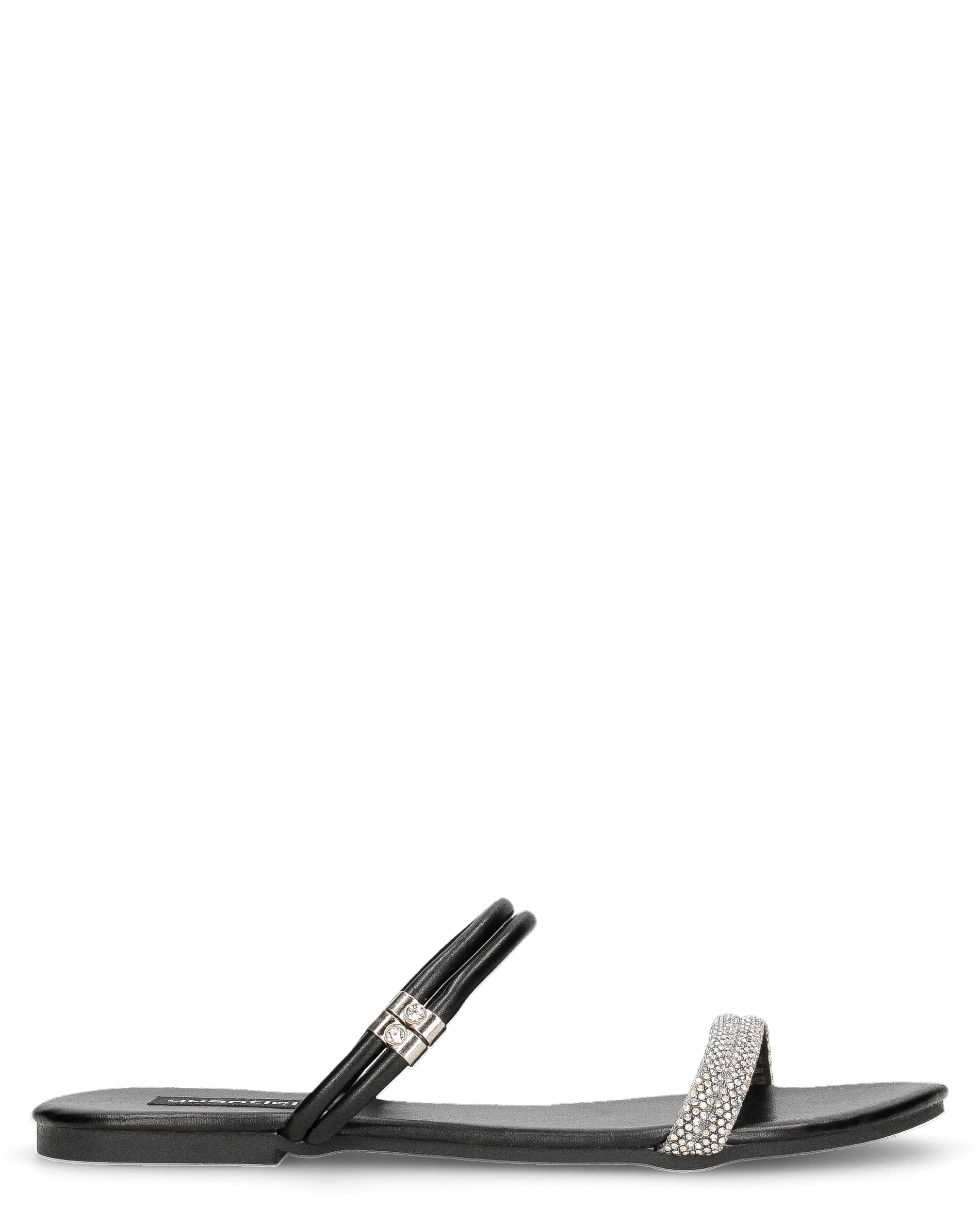 MELIA - sandali flat neri con dettagli metallici
