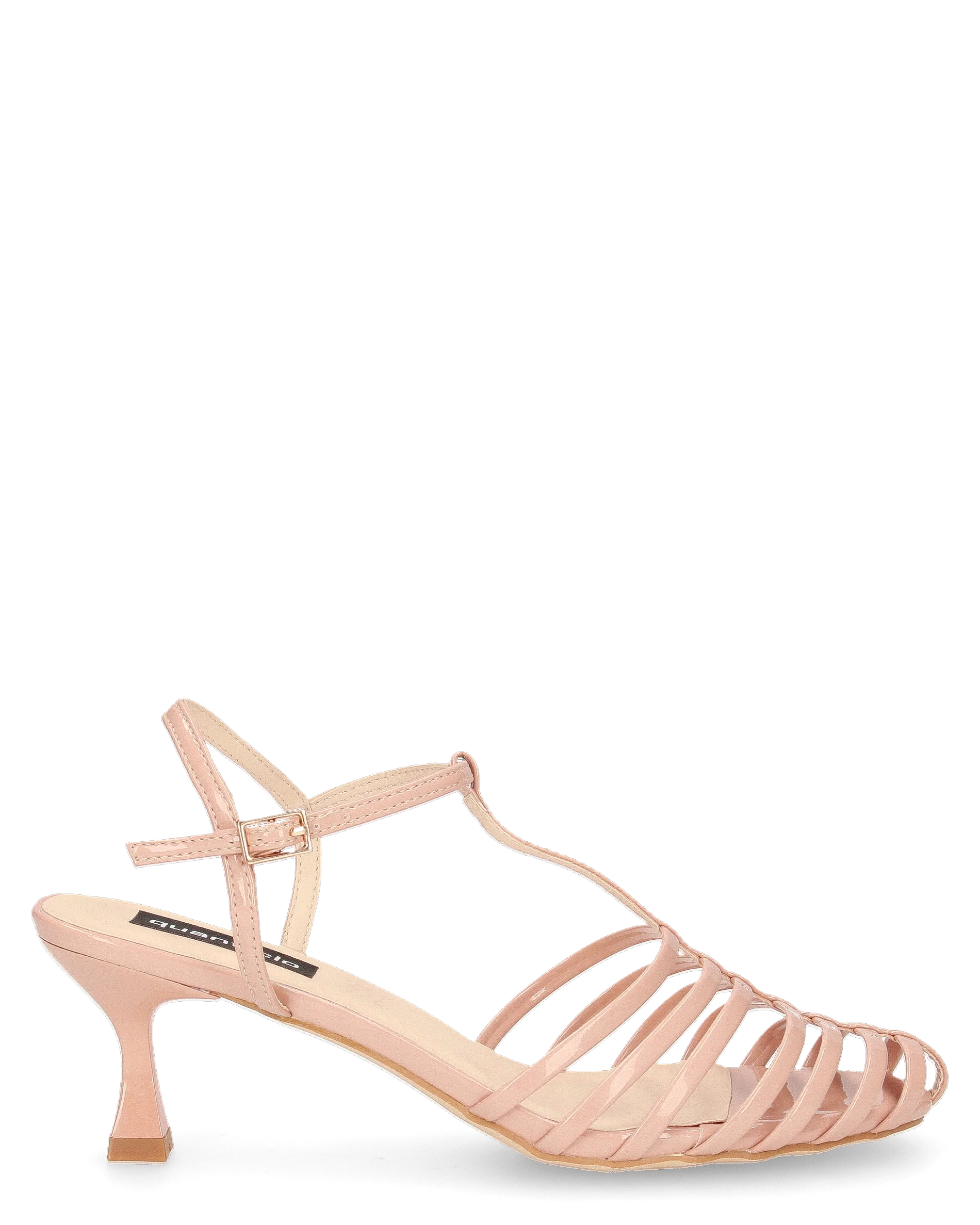 MERYL - sandali con tacco beige con chiusura cinturino