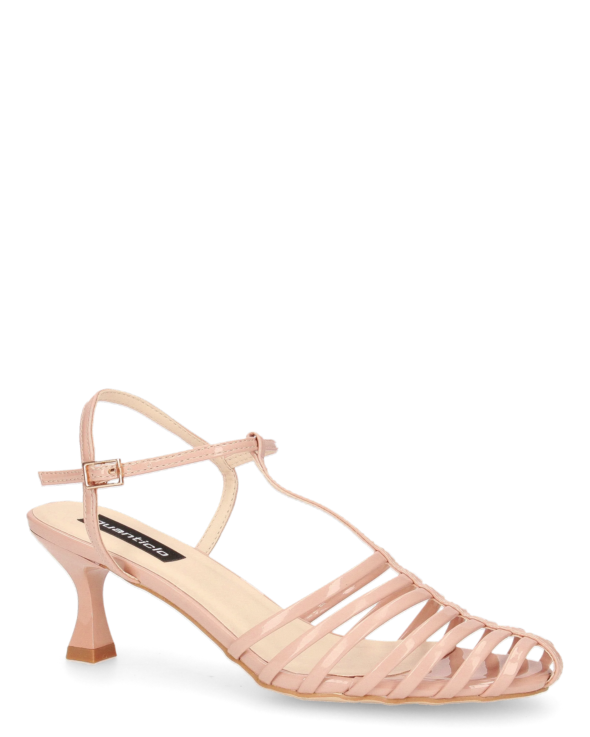 MERYL - sandali con tacco beige con chiusura cinturino - Image 2