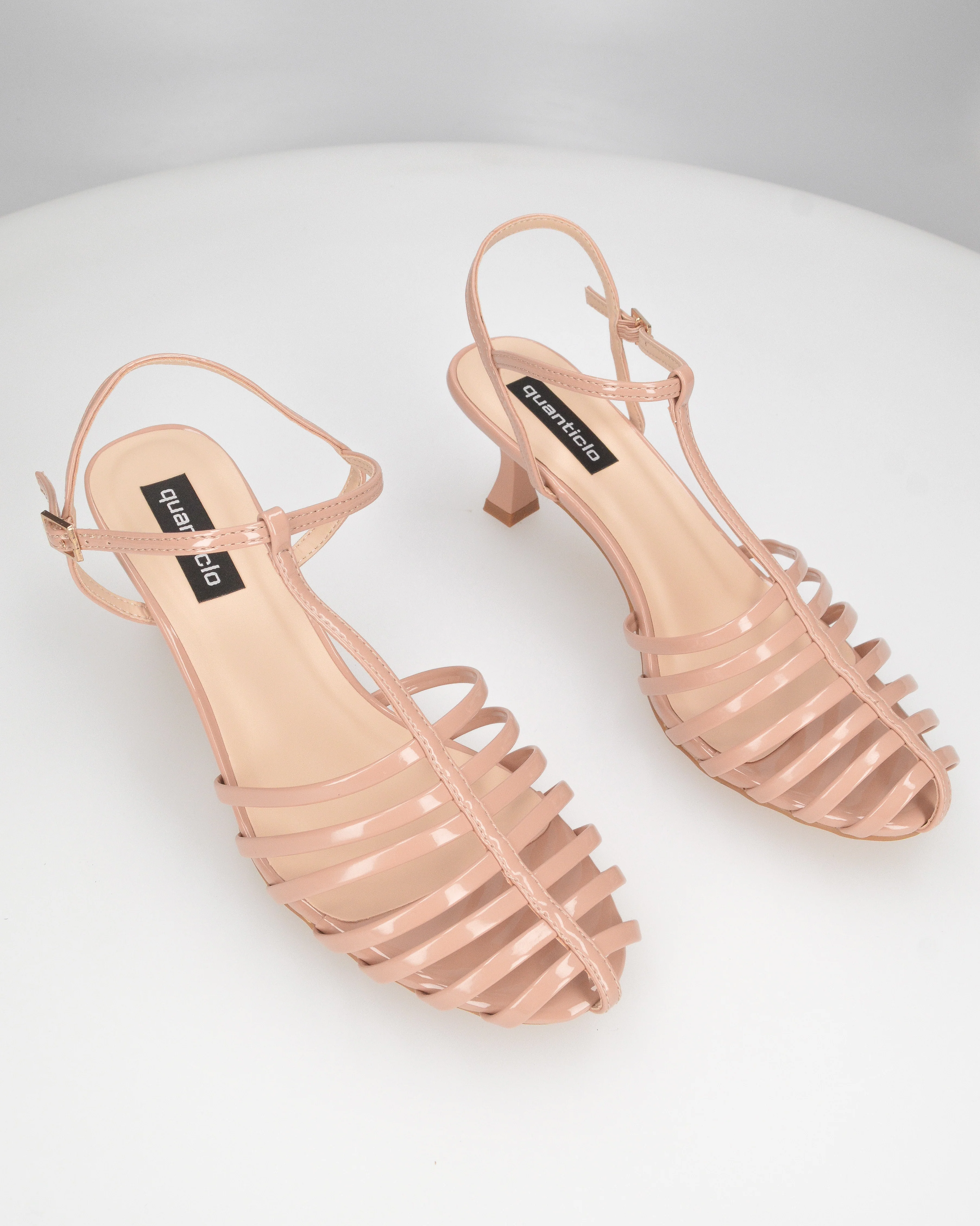 MERYL - sandali con tacco beige con chiusura cinturino - Image 3