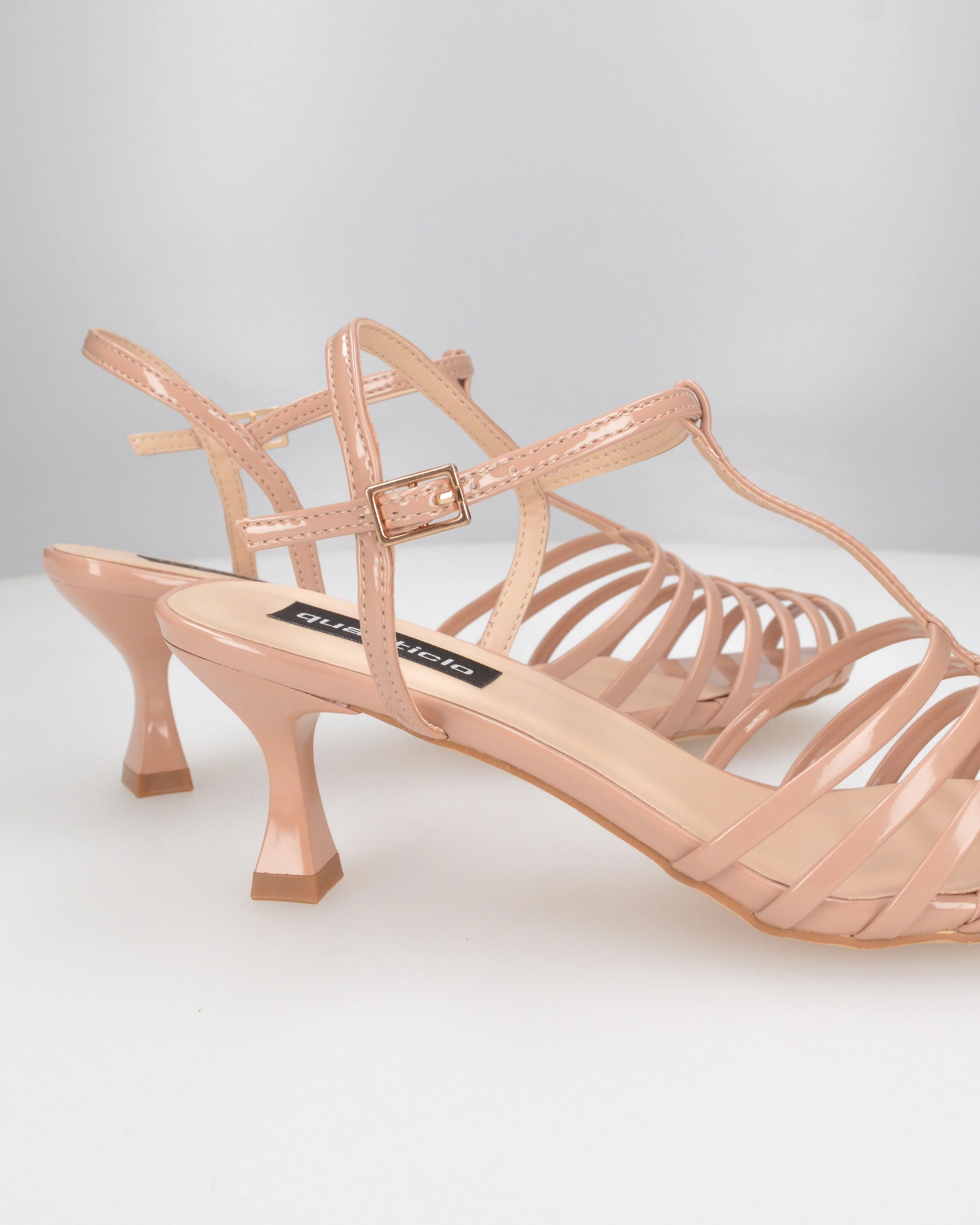 MERYL - sandali con tacco beige con chiusura cinturino - Image 4